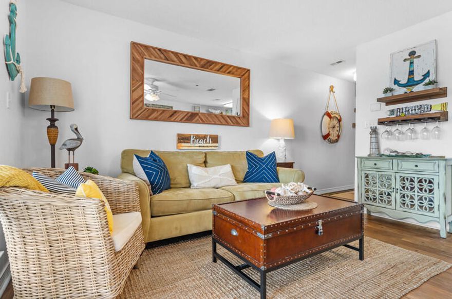 Enjoy the sweeping views of the Gulf from the 2nd story balcony! 
This nicely decorated condo is a rental jewel! with a queen bed, twin bunks in the hall and a queen sleeper sofa you can host 6 guests. 
The condo is on the vacation rental VRBO. Please contact listing agent for 
 available appointments.