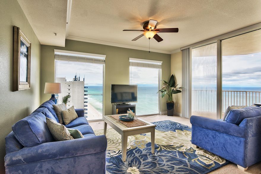 Check out this rare opportunity on a 1 bedroom CORNER UNIT. Unit 2218 features floor to ceiling glass windows in the living room which over look the Gulf of Mexico and Pier Park. One bedroom corner units are unique! Unit 2218 comes fully furnished and rental ready. This unit did $25,500 in rental income last year. Unit 2218 also comes with TWO storage units. These storage units are valued at 15-20k. Tidewater is hands down one of the best buildings on the beach. The building features amenities that the whole family can enjoy such as a a Gulf front fitness center, 4 hot tubs, 2 outdoor pools, 1 indoor heated pool, 2 game rooms, saunas, steam rooms, a restaurant, a poolside Tiki bar, a convenience store, a movie theater, covered parking, a conference room & an owners lounge.