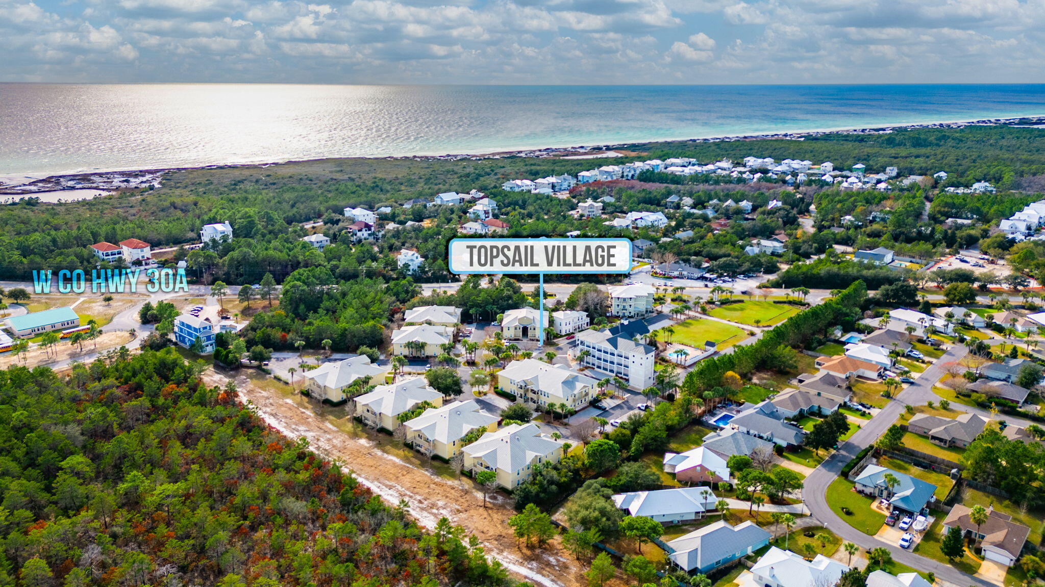 30A PRICED TO SELL! Exceptional 2nd Floor, FURNISHED 2 bedroom, 2 bath condominium with front balcony, large kitchen and spacious plan. LOCATED OFF 30A on the sought-after West end!  Buyers could benefit from the opportunity for either long term rental or short term vacation rental opportunities. The condo could also be utilized as a permanent residence or second home. This highly desirable community offers an amazing  beach lifestyle with multiple public beach accesses within a mile, a community pool and more. Topsail State Park and Point Washington State Parks are close by as well as a multitude of restaurants and shopping. The 'Timpoochee Trail' sidewalk path, runs along 30A. There is a new BBQ restaurant directly across 30A, within walking distance! Amazing location! Easy Show! Vacant