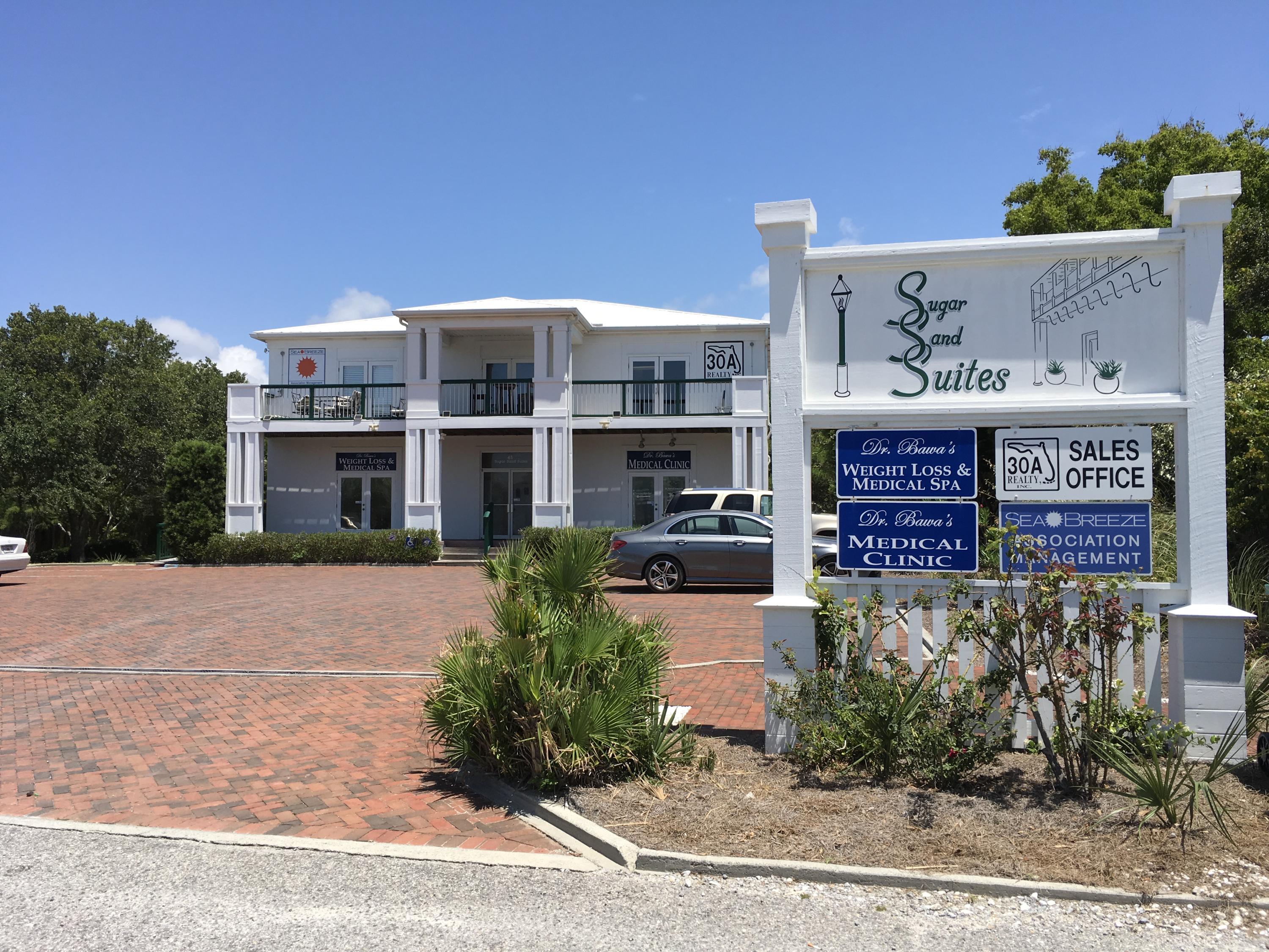 NOW AVAILABLE...well established, four unit, office building for sale with high 30A visibility and 100% occupancy.Sugar Sand Suites was established in 1999 and is centrally located in Seagrove Beach Florida just moments away from Seaside, WaterColor and all other communities on Scenic Hwy 30A. Property is up to all Walton County commercial construction codes and includes handicap designated parking and entrance ramp, elevator, ample private parking, brick paver parking lot/sidewalks/rear patio, public utility water/sewer (Tap Fees Paid).Please call Brad to arrange your private and discreet viewing today.