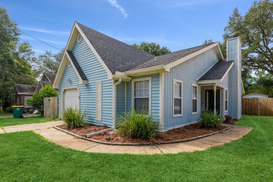 This adorable home located centrally in Niceville is a must see! High ceilings and an open layout make this home feel welcoming and spacious. New flooring and earth toned paints create a comforting feel throughout the 3 bed 2 full bath split floor plan. Kitchen is light and bright, with a sliding door to a patio and fully fenced large backyard! Make sure to see the detached, heated and cooled flex space in the back, perfect for any hobby, interest, office or play space. Home also has a 1 car garage with pull down ladder access to a large attic for extra storage. HVAC and water heater replaced within the last 5 years, roof is only 7 years old! **Multiple Offers, calling for all offers by 7PM 7/17/22**Solar panels to be paid off at closing. Please note that grass is edited in pictures.