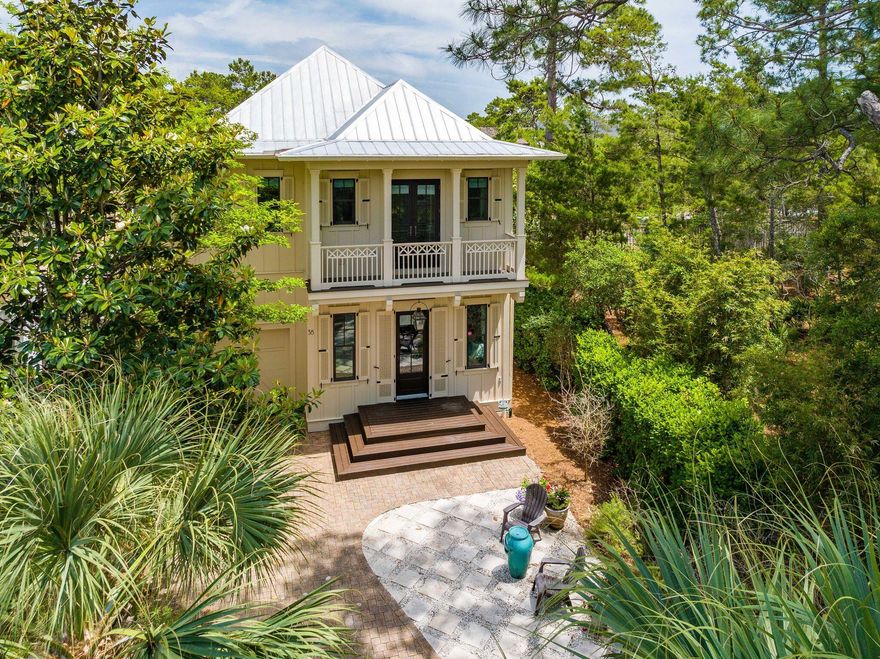 Beautiful Florida cottage offering amazing privacy and high-end finishes located in a prime location close to the beach and nestled between Seaside and Rosemary, this community is charming and peaceful, yet close to all the fun 30A has to offer. Home has NEVER been rented, however it has strong rental potential with projections of $107K and sleeps 13. Features include entire house Kenetico water filtration system, beautiful wire brushed oak hardwood floors, Viking range, hurricane storm doors and windows and new AC units installed less than 2 years ago. The first floor has a spacious living/dining area, beautiful kitchen, bedroom, full bathroom, and screened-in porch. Upstairs there is a laundry