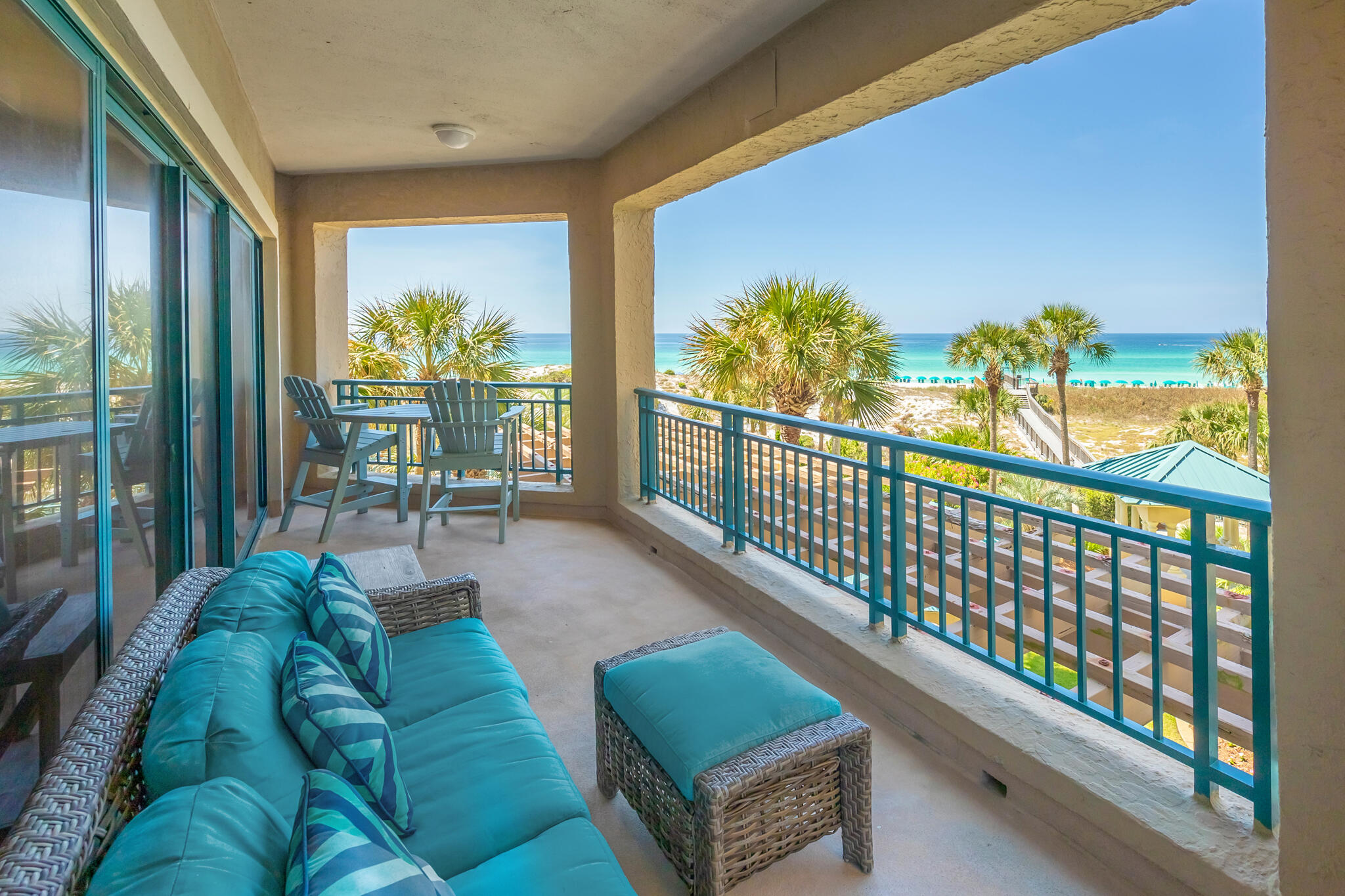 Elevate your coastal lifestyle in this fully renovated 3-bedroom, 3-bath condo in Southwinds, one of Sandestin Golf & Beach Resort's most prestigious non-rental communities. Located on the third floor, this exquisite residence showcases breathtaking Gulf views and quick access to a private beach walkover, creating a true beachfront sanctuary. The interior is thoughtfully designed with custom cabinetry, quartz countertops, shiplap accents, automated window treatments, durable luxury vinyl plank flooring, and elegantly updated bathrooms. The spacious wraparound balcony spans 251 sq ft and is accessible from both the main living area and the primary suite, offering sweeping views of the Gulf, resort-style pool, and manicured courtyard leading to the private beach boardwalk. Each bedroom is generously sized, including two with en suite baths. The third full bathroom, accessible from the hallway and third bedroom, is ideal for guests. The primary suite features a large walk-in closet, dual vanities, and a beautifully tiled walk-in shower. Offered fully furnished with high-end pieces and minimal exclusions, this turn-key home promises effortless ownership and immediate enjoyment.
Southwinds residents enjoy an array of exclusive amenities: a heated pool and hot tub, private beach access with chair and umbrella service, a personal storage locker, and both covered and open parking. Additional conveniences include garage bicycle storage, paddle board storage (available for a monthly fee), and designated golf cart parking with permits issued by the association.
Beyond the residence, enjoy beachfront dining at The Beach House, indulge in spa treatments at Serenity by the Sea, or explore the bay side of the resort via tram, golf cart, or bike using the dedicated underpass beneath Highway 98. Sandestin's 2,400-acre gated resort offers a full spectrum of lifestyle experiences: championship golf courses (3 public, 1 private), 15 tennis courts (12 HydroGrid clay), 6 pickleball courts, a 233-slip marina, world-class fitness center, and an award-winning spa.
Entertainment and dining abound at The Village of Baytowne Wharf and Grand Boulevard, both accessible without leaving the community. Whether you seek a serene full-time residence or a luxurious vacation retreat, this Southwinds condo embodies the best of Emerald Coast living. Discover a place where the pace slows and every day feels like a getaway.