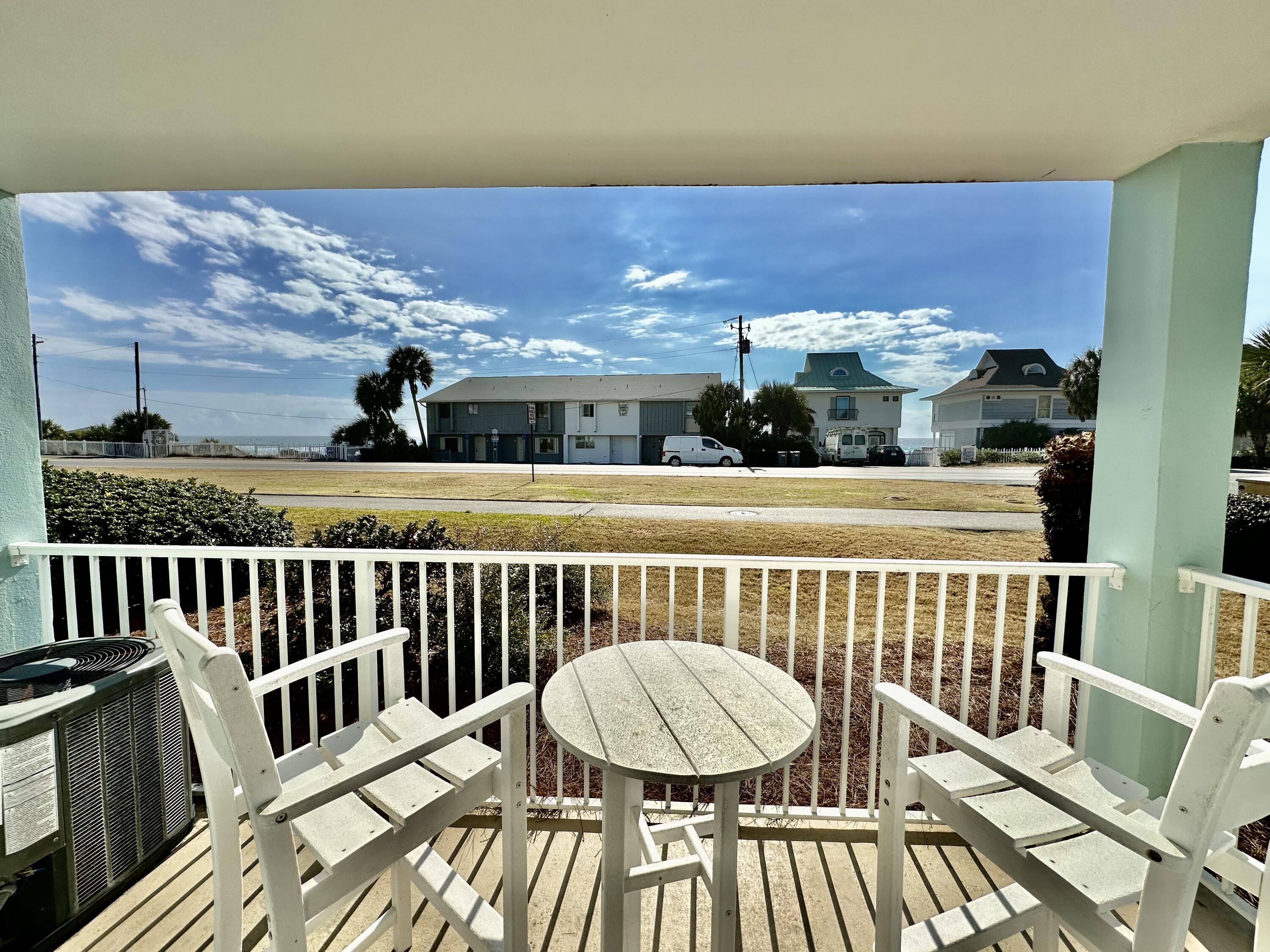 Rare opportunity to buy a beautiful Gulfview 1 unit. Unobstructed views of the gulf! This unit has been very popular and has many return guests each year. (Reviews can be found on VRBO) Gulfview 1 is a small 18 unit cement/block construction building, with private beach across the street from the complex. Private pool and grilling area available for all guests. The unit is furnished with a King bed and leather living room furniture, and all stainless appliances.
