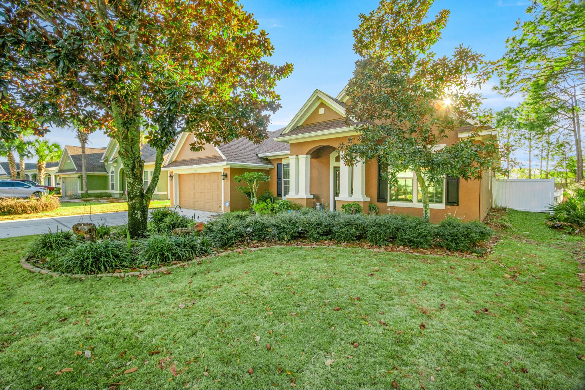 SERENE, SECLUDED and SPECTACULAR! Home has never looked sweeter than this house! Truly one of the most stunning homes in the neighborhood, unique and one-of-a-kind! Seated next to a natural wooded preserved lot, this home has only one neighbor on the side, fenced yard and larger than other lots! Sunsets are magnificent on the huge back screened porch as large as the living room! One of the rare two-story homes, filled with amazing extras. Open kitchen living room concept just perfect for entertaining and socializing with friends and family! Large main suite with HUGE walk-in closet. Many add. extras-Leaf Filter gutters, new paint '23, a/c '20, H2o heater '19, new fridge/dw '24, 2 community pools, across from Pier Park!