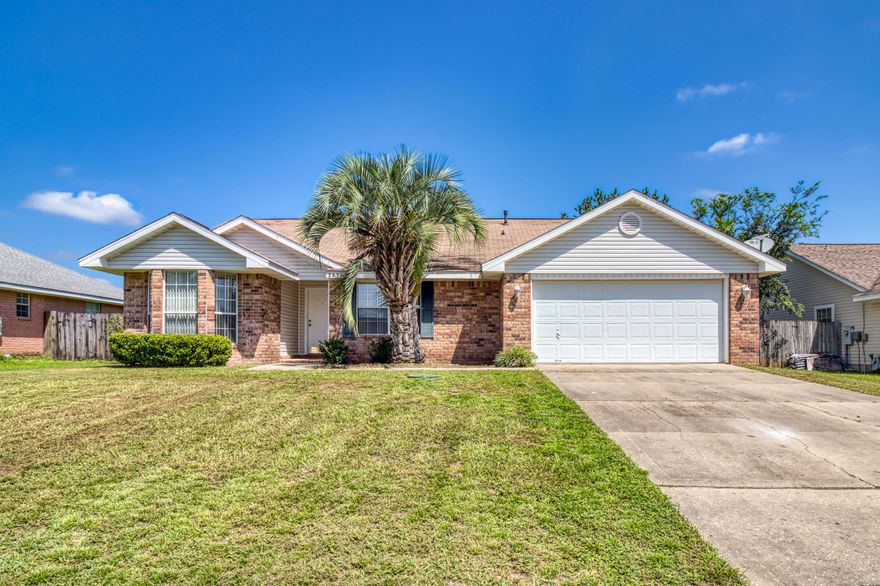 This lovely home in Cherokee Bend subdivision is ready and waiting for a new owner. The house is completely tiled and freshly painted throughout. The home has a vaulted ceiling in the family room, large eat in kitchen,indoor laundry room and master walk in closet. There is a  large, privacy fenced, flat back yard to enjoy. A community  pond is accessible to residents and the subdivision has underground utilities. The septic leach lines were replaced in 2017 and are located in the front yard so a pool could be installed if wanted.