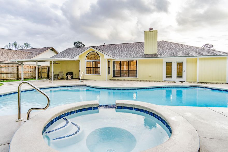 Gorgeous home in the desired Overbrook Subdivision. Conveniently located between Eglin and Hurlburt, this home is move-in ready! The pool with hot tub has been converted to saltwater, was re-plastered and is app controlled! All new hardwood flooring throughout except kitchen and wet areas which feature new tile. Kitchen is 100% new and features top-of-the-line cabinetry, a new gas stove, double ovens, cabinet pullouts, two lazy susans, a large Franke brand sink, quartz countertops, and all new lighting. The gas fireplace in the living room is perfect for cool evenings. There are new ceiling fans throughout. The redesigned and large laundry now features mud room type space. All the glass and interior plantation shutters on the front of the home have been replaced and updated.