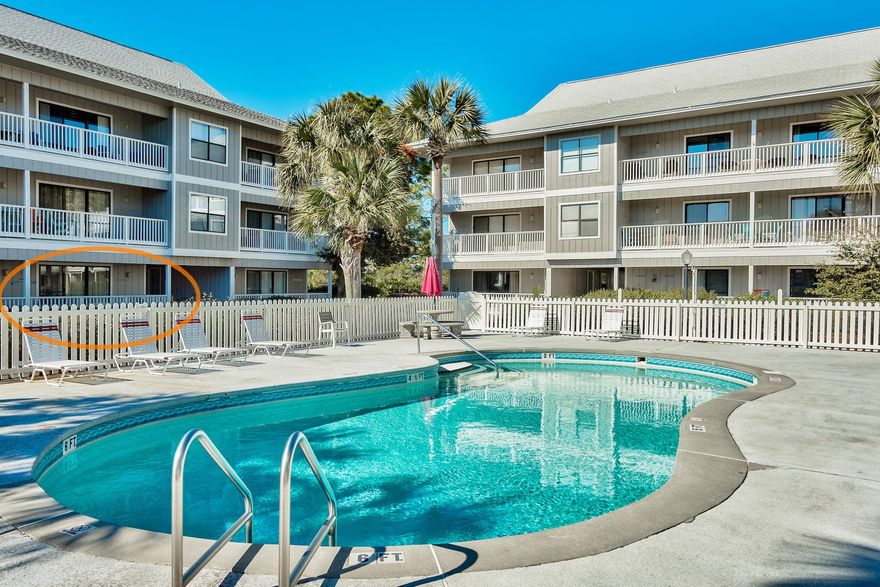 Best buy on east 30A for a 3 bedroom condo! Recently renovated with new floor tile, interior paint and much more. This ground floor unit has 2 king bedrooms and a double queen bedroom sleeping a total of 8. The huge tiled covered porch is peaceful and relaxing. Sold fully furnished and rental ready with rents in place this season. Beachwood Villas are a short walk to public beach access and several restaurants and shops. This popular family rental community has an array of excellent amenities-tennis courts, shuffleboard, two pools, picnic areas, children's play area and a community room.