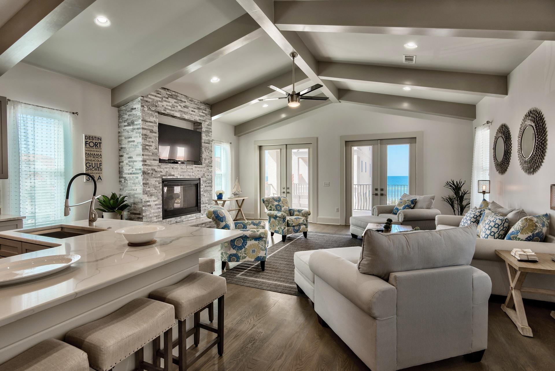Escape to luxury beach living at the private, Mediterranean gated community of Vizcaya at Dune Allen of 30A. Phenomenal brand new construction (almost complete) offering exceptional views of the Gulf and luxurious finishes throughout. This Gulf view lot is located on the west end of the community near the amenities and is just one tier back from the Gulf with easy access to the private beach boardwalk. The main living area & kitchen is positioned on the top floor to maximize the Gulf views and features elegant stained oak flooring. Craftsman touches like the custom beams & cathedral ceilings create a beautiful spacious setting. Enjoy an expansive oversized wraparound balcony with 13 ft depth - a true extension of the home and perfect place to take in the Gulf views and relax or entertain.