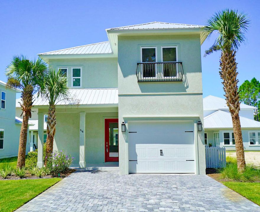 Looking for an affordable beach house? Looking to avoid repairs and countless updates? Buy new and avoid the headache! This home has beautiful white cabinets that blend masterfully with the granite countertops and glass tile backsplash. Harwood floors are throughout the entire home. The master bath has dual vanities, a walk in glass shower, and a separate tub. All 3 rooms up stairs have a walk in closet and a full bath. The master bedroom has access to a porcelain tile balcony where you can sip cocktails and watch the sunset.