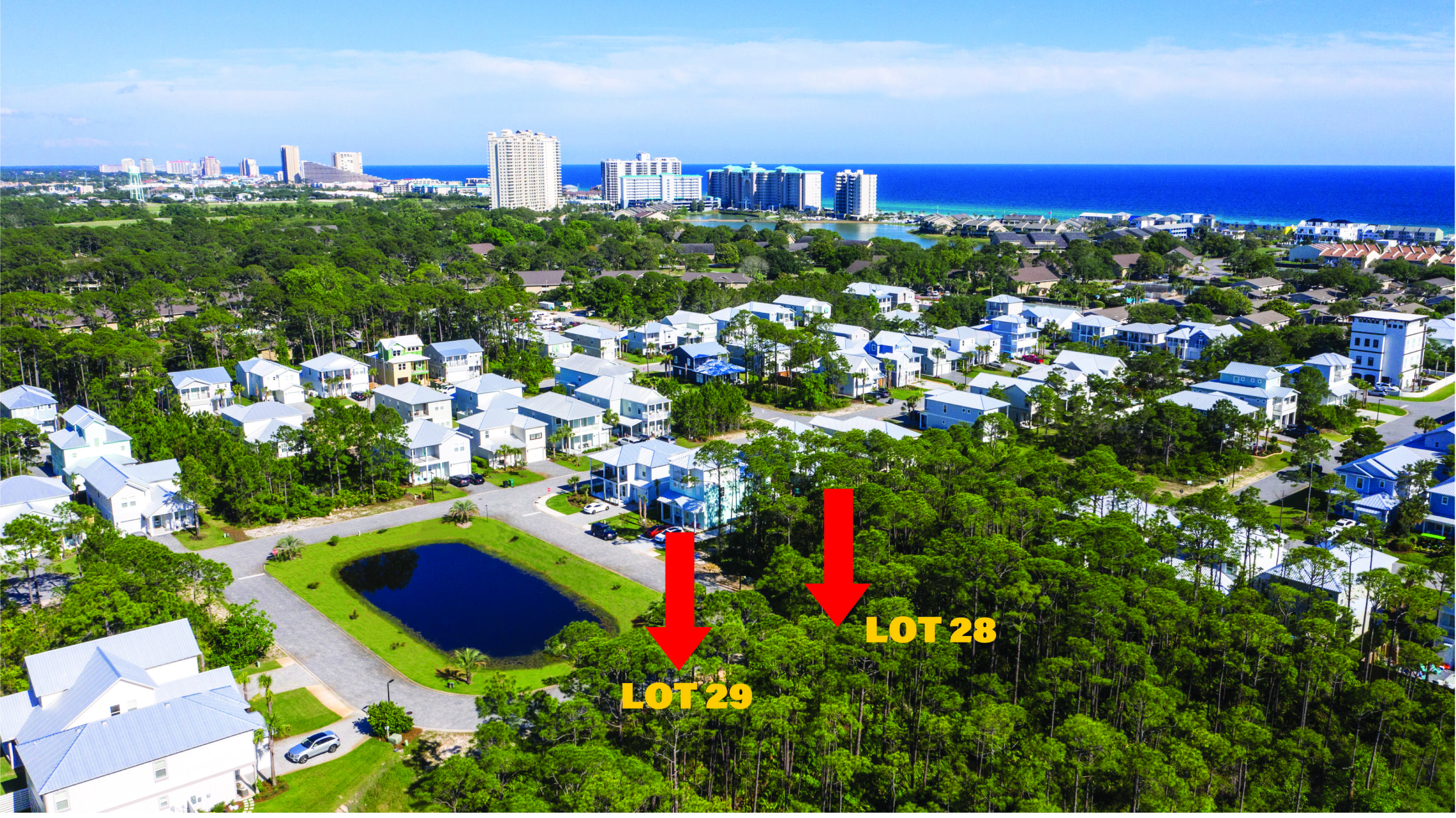 Great Vacant Lot overlooking a pond in a Private and Exclusive Gated Neighborhood. The Villas at Frangista Beach sit just a few blocks from the beach. The Villas has a community pool and clubhouse. New homes are being built now and the lots are selling quickly. Lot 29 is also available adjacent to this parcel.. Seller motivated. Buyer to verify all dimensions and details.
