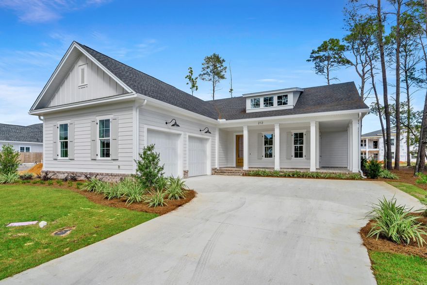 Builder is offering 10k towards buy-down points. This 2228 4 BR 2 BA home with 10 ft ceilings is absolutely stunning. The soft tones will work with any buyer's personal decorating style. With an open concept living and kitchen area, you will find room for everyone. Designer touches throughout include engineered hardwood flooring, brick herringbone in laundry, board and batten in foyer, shiplap fireplace wall nestling a bricked gas fireplace with reclaimed wood mantle, ceiling height kitchen cabinets with beautiful brushed gold hardware, Quartz counters, spa-like owner's bath, and a Rinnai tankless water system. It doesn't stop there. Home is constructed of 2 x6 walls with spray foam insulation.  Fiber optic wire has been run to a control panel along with cat6 smart wiring to each tv. Home is also wired for 5.1 surround in family room.Interested in central vac? Pipe is already roughed in for you. Outside your guest are welcomed by a spacious
wrap-around front porch with brick herringbone pattern which you will find on the back porch as well. Close to amenities that are under construction, this home is nearly complete and ready for you. Amenities will include clubhouse, pool, basketball court gazebo and green space. Deer Moss Creek is a master planned front porch community. Buyer to verify all dimensions.