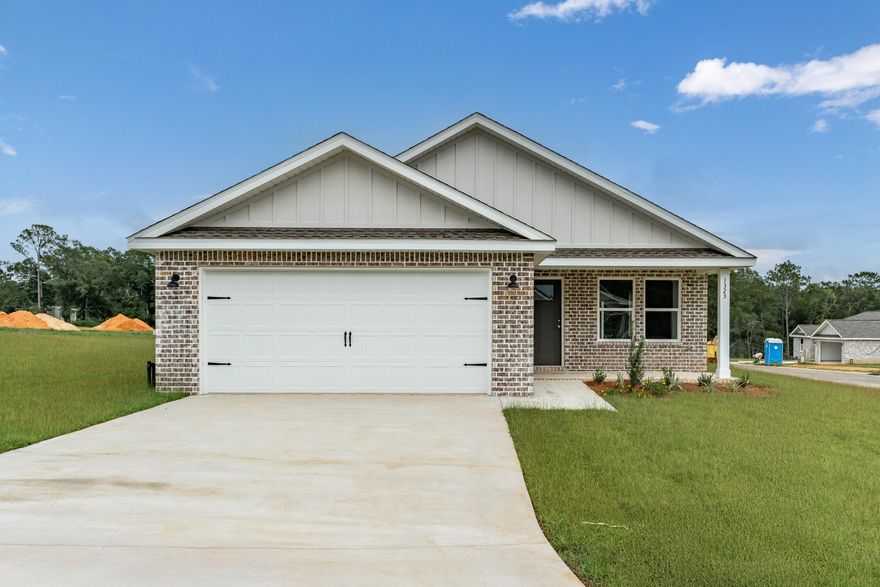 $15,000 ANYWAY MONEY FOR CLOSING COSTS/PREPAIDS/RATE BUYDOWN OR EXTRA APPLIANCES -''FRANKLIN'' FLOOR PLAN will be ready in late July -  Welcome to SOUTHERN DAY CHATEAU S/D IN BAKER FLORIDA! This all-brick home features raised ceilings, recessed lighting, ceiling fans thru-out, luxury vinyl plank flooring, granite or quartz countertops, sprinkler system for the beautiful, landscaped yard.  Front and rear porches for relaxing.  Kitchen has white shaker style cabinets, work island w/bar seating, cozy dining area, pantry and stainless-steel appliances.  Owner's bath has walk-in closet, double vanities, shower only.  Photo of similar completed home, interior/exterior colors will vary, front elevation may vary.
