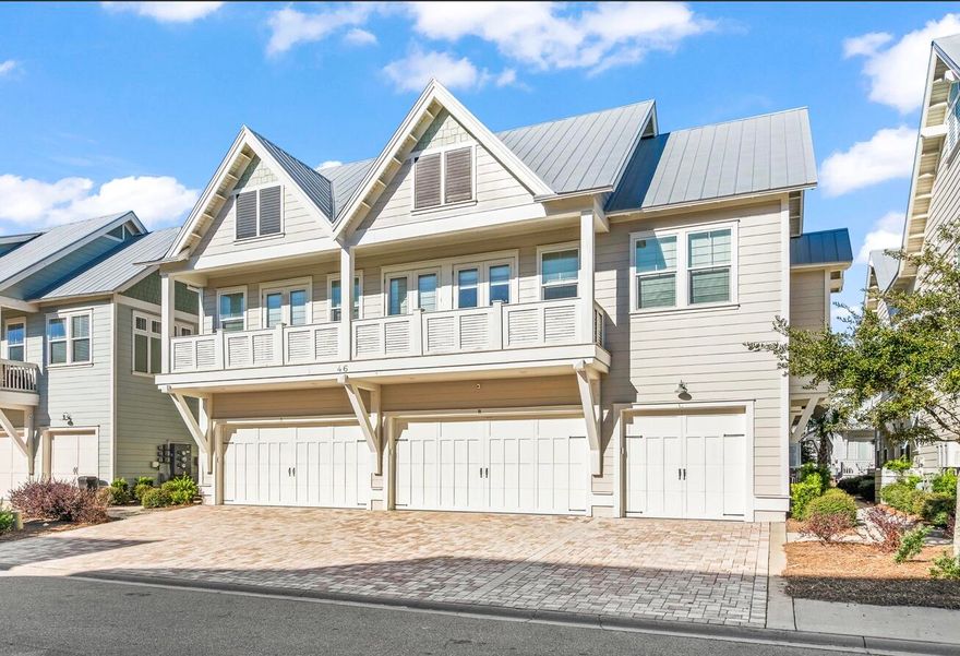 Enviably located in Inlet Beach, this luxury townhouse is generously sized and comes with a host of extras. Fully furnished, the property has a golf cart garage and even the golf cart is included in the price. Polished wood flooring graces the master bedroom and end floor hall while the first floor has stylish wood-look tile. The gourmet kitchen showcases high quality with quartz countertops, marble tile backsplash. stainless appliances. tankless gas water heater and custom lighting. This well-appointed home has four bedrooms and two-and-a-half baths with impact glass windows beneath a durable metal roof. Situated around The Hub, and midway between Rosemary Beach and Seaside, Florida, you're never far from dining, shopping and live entertainment.