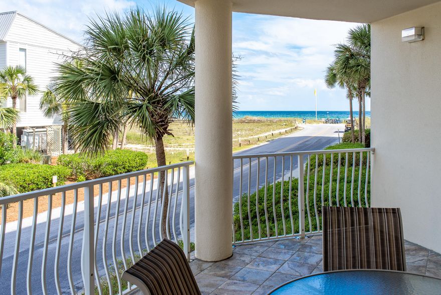Enjoy beautiful gulf views coupled with easy access to the pool in this beautiful end unit condo! Recently painted interior plus brand new flooring in the bedrooms. This location in building ''A'' has the larger 2 bedroom floorplan which also includes a bunk room for extra sleeping capacity. Unit 101A conveys with it's own parking space in the deck below which is conveniently located next to the elevator. Enjoy fantastic views from the large tiled balcony. The pool is super convenient, just down the stairs or elevator. Very large master suite with sitting area and direct access to the balcony overlooking the gulf. Dunes of Seagrove offers resort style living with their private beach access, pools, tennis court, and exercise facility.