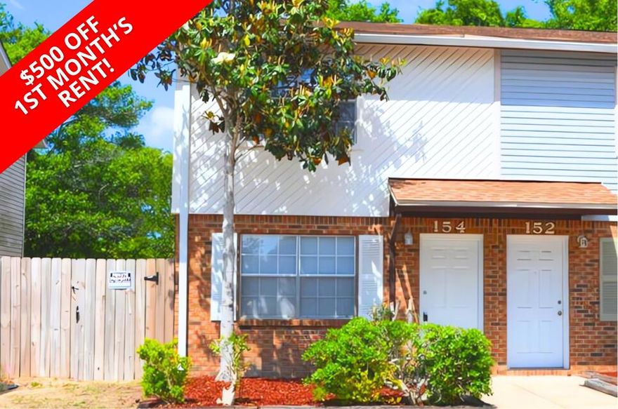 MOVE-IN SPECIAL: $500 OFF FIRST MONTH'S RENT!! Surround yourself with the relaxed beauty of Fort Walton Beach at this charming end-unit townhouse, where comfort and convenience meet coastal living. This delightful two-bedroom, one-and-a-half-bath home offers the perfect retreat after a sun-soaked day at the beach.The spacious main living area flows effortlessly, ideal for entertaining or simply unwinding in a bright, airy atmosphere filled with natural light. Both bedrooms are generously sized, offering restful spaces for privacy and relaxation. Additional features include a convenient half bath for guests and a private storage closet on the back patio with a lock, perfect for storing beach gear or seasonal items. ONE SMALL PET UNDER 25LBS ALLOWED. Ideally located, this home offers quick access to local shopping, dining, and, of course, the area's stunning beaches bringing the best of the Gulf Coast right to your doorstep. No pets allowed. All Coastal Realty Services residents are enrolled in our Resident Benefits Package (RBP), which includes renters insurance, HVAC air filter delivery (for applicable properties), our best-in-class resident rewards program, and more! No Pets. All Coastal Realty Services residents are enrolled in the Resident Benefits Package (RBP) which includes renters insurance, HVAC air filter delivery (for applicable properties) and our best-in-class resident rewards program, and much more! Please contact the office (not the listing agent below) directly at 850.244.2100 for additional information. Showings can be scheduled via the website www.CoastalRealtyServices.com. Prior to us processing an application on a rental property, we do require the rental to be viewed by the applicant or a representative of the applicant.