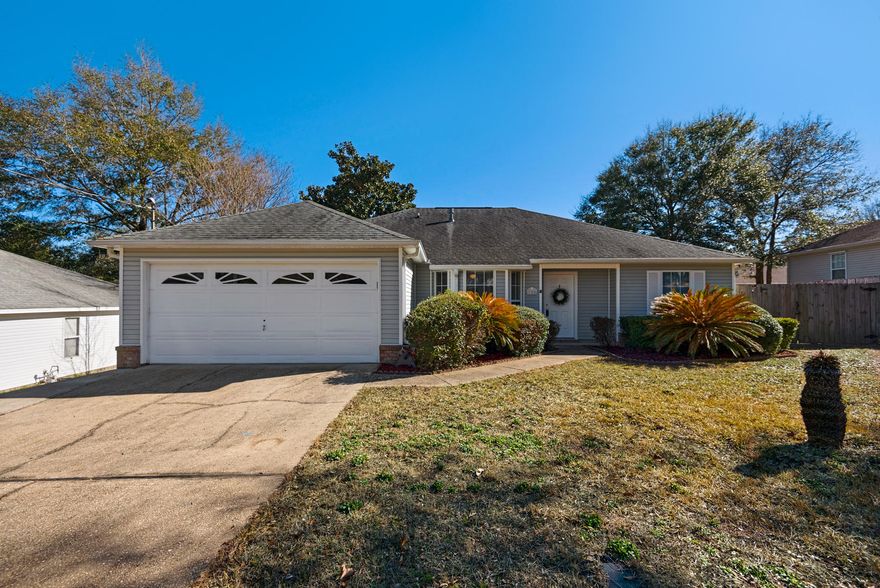 Location, location, location -This home is within 1 mile of the Eglin AFB and within easy access to Duke Field...not to mention only 15 minutes from the white sand beaches of the Emerald Coast!! Your family will have more than enough space to enjoy living in this sweet home. The family room which has a cathedral ceiling, fireplace and laminate flooring opens up with sliding glass doors to the fenced backyard. (Gated-side entry which has a concrete pad for storing your RV, boat or just to have another outside space to hang out) This homes' kitchen has been recently updated with new cabinets, granite countertops and subway tile backsplash. The master suite is spacious and allows for privacy from the other bedrooms with its' split floor plan layout. Move-in ready. Don't miss seeing this on