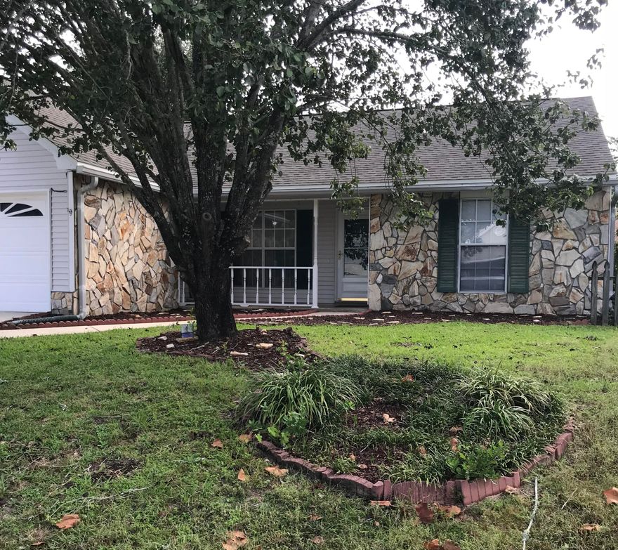 Cozy family home in Blue Pine Village. Popular 3 bedroom, 2 bath split bedroom floorplan with screened porch and two car garage. Enjoy the screened porch while the kids play in the fenced back yard. Neighborhood has community pool and is close to Bluewater Elementary school, and the Shops at Merchants Walk. Owner will consider a pet with a $300 pet fee. Pet must be spayed/neutered, up to date on shots, and at least a year old and fully housebroken. Call today for your showing appointment.