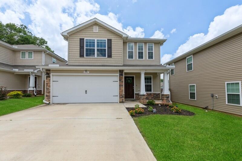 Sellers open to VA Assumption Discussion! No Lawnmower - No Problem! The HOA mows your grass!! Built in 2021, this craftsman-style, 2-story home on a cul-de-sac has that great open living floorplan that you long for. The kitchen features an expansive breakfast bar for meal prep and dining, a separate pantry, an all stainless steel appliance package, and lovely cabinetry all open to the dining and living areas. This is a comfortable home with a half bath and garage access also located on the first floor. The patio and privacy-fenced backyard is accessed from the living area through lovely french doors. All bedrooms in this plan on the second floor. No toting laundry baskets up and down stairs in this home with the utility room also conveniently located upstairs. Two guest bedrooms share a full hall bath. The main bedroom suite is roomy enough for all your dreams. The attached bath hosts separate tub and shower and a double vanity. The big walk-in closet has streaming in natural light though it's own windows (don't you hate a dark closet) that rounds out the room. Did we tell you, that you can save hundreds of dollars a year on lawn care? Run, don't walk to this great house! Use the sidewalks in the neighborhood!! Hope to see you soon!
