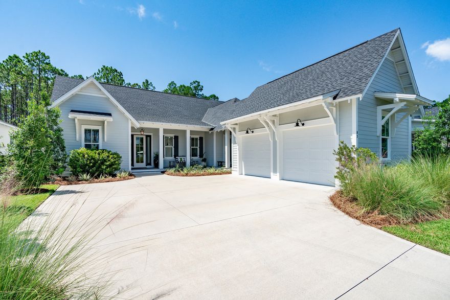 This elegant single-story Hawthorne plan by Huff Homes combines comfort with convenience. The home features four spacious bedrooms, each with an ensuite bathroom, and an additional room near the kitchen that can serve as a study, 5th bedroom, office, hobby room, or playroom. The kitchen is a chef's dream, equipped with high-end appliances, including a Liebherr refrigerator with a pull-out bottom freezer, a Wolf cooktop and range, an ASKO dishwasher, and a Sharp microwave. A double-door pantry with five wooden shelves offers generous storage.The indoor living spaces seamlessly extend outdoors, where an expansive screened-in area opens from the main living room and dining niche to a poolside pergola oasis. The pool area, enhanced by a spa, swim ledge, and a 50-foot extended deck, is perfect for relaxation and entertaining.

A covered walkway leads from the side-entry garage to the home, where a convenient mudroom with hooks and a locker system awaits, making it easy to unload your belongings. The beautifully landscaped grounds feature mature holly trees, oleander bushes, pineapple guavas, azaleas, camellias, and white irises, ensuring that something is always in bloom.

Nestled in the highly sought-after Watersound Origins community, one of South Walton's most desirable neighborhoods, this home provides access to a wide array of exceptional amenities. Residents can enjoy the Village Commons pool and fitness center, a variety of sports courts including tennis and pickleball, and miles of scenic nature trails. The community also offers unlimited golf and abundant green spaces, perfect for outdoor activities.

Adding to the appeal, the brand-new Watersound Town Center is just steps away, offering the convenience of a Publix Super Market, a selection of delightful restaurants, healthcare facilities, and a seasonal weekly Farmers Market. This home provides a unique opportunity to experience luxury living in a prime location.

