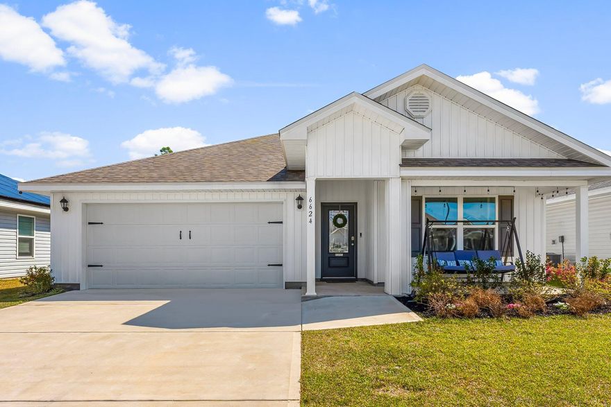 CURRENTLY UNDER CONTRACT, SELLER WILL CONSIDER BACKUP OFFERS Welcome to your dream home at 6624 Slabinski Lane, nestled in the sought-after Liberty Neighborhood of Panama City, Florida! This beautifully maintained residence boasts a host of recent upgrades, including a modernized kitchen sink and fresh paint throughout, ensuring a move-in-ready experience. The oversized expanded back patio provides ample space for outdoor entertaining, and with the property backing up to an easement, you'll enjoy added privacy and tranquility. As an added bonus, the sellers are offering the opportunity for a buyer to assume their VA assumable loan. This newly constructed 4-bedroom home features smart home technology, 1,867 square feet of living space, and a 2-car garage.