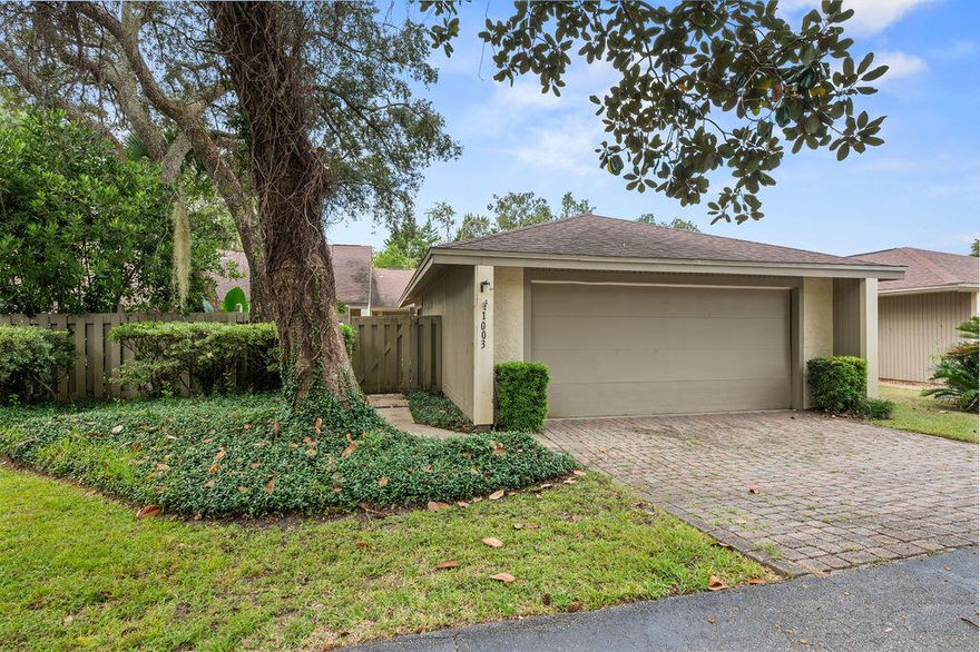 Investor Special in Bluewater Bay! Located in Royal Oak Village, this patio home needs some TLC, making it an excellent fix-and-flip opportunity or renovation project for someone ready to add value. Built in 1986, this patio home features 2 bedrooms, 2 full baths, a formal living room with a cozy fireplace, a dining room, a breakfast area, and a spacious family room--perfect for flexible living. Enjoy the Florida lifestyle with a screened porch and a private patio off the master suite, ideal for morning coffee or relaxing evenings outdoors. Front courtyard filled with lush greenery. Attached 2-Car Garage and additional guest parking. The HOA maintains the common grounds in front of the units, the fence, the Roof (replaced in 2017), and more. HVAC replaced in 2017. Located in the desirable Bluewater Bay community, residents can enjoy optional memberships for access to swimming pools, tennis and pickleball courts, a marina, playgrounds, and more. 