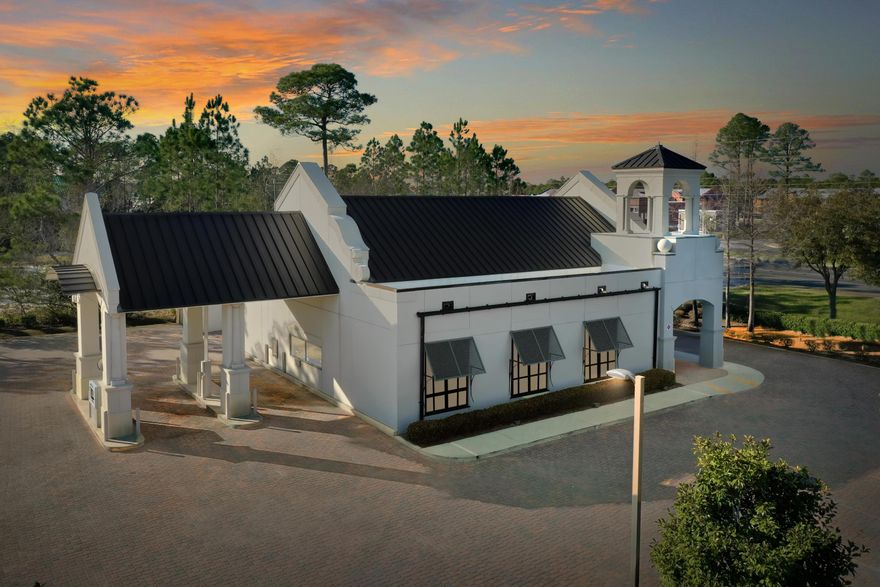 Superb hard corner at a signalized intersection, offering a magnificent second generation, turn-key bank building with drive-through lanes in the heart of South Walton County, Florida. The highly visible site and architecturally magnificent building (approximately 2,500 SF; constructed in 2005, while a major renovation occurred in 2020) commands the attention by nearly 40,000 vehicles daily. The most favored zoning of Village-Mixed Use broadens the host of potential uses. The approximate .86-acre site plan accommodates (14) car parking spaces; (1) space being handicap. The owner will entertain a Sale or Lease/Purchase. Please inquire for further details.