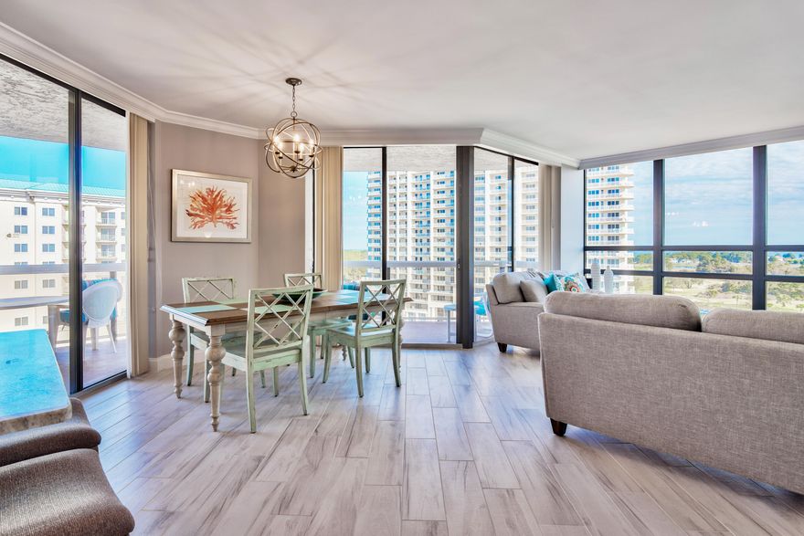 Get 2 units in one in this exquisite condo nestled in the heart of Miramar beach. This condo is your ticket to the the perfect coastal lifestyle. With amazing Gulf views and breezes straight from the coast and even golf course  and bay views! This spacious condo boasts three bedrooms and three bathrooms with a lockout suite that can be rented separately if all three bedrooms are not needed. Perfect for maximizing rental income or accommodating guests with privacy. With a rich history of successful rentals, this condo is a fantastic short term rental opportunity. In 2018, it underwent a COMPLETE renovation leaving no detail untouched resulting in a fresh, modern and stylish space. The condo has resort style amenities, covered parking ,deeded beach access &heated pool. fully furnished.