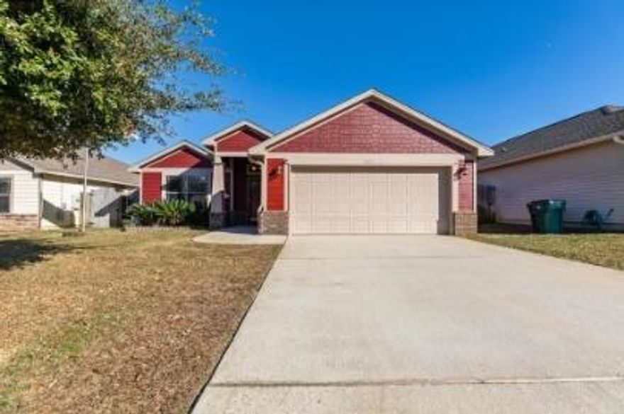 Welcome to the Cottages of East River! Stunning 3 bedroom, 2 bathroom, and 2 car garage. The front entry way welcomes you with tall ceilings and an open lay out. You have dark floating laminate flooring that flow throughout the living room. The kitchen flows into the dining room and living room with gorgeous granite and cabinets! With a split floor plan and larger rooms it has plenty of space. Not to mention the outdoors space is ready for entertaining! You can enjoy a covered porch, built in firepit and tons of yard space. Please visit Navarre Beach Realty at 8666 Navarre Parkway in the Winn Dixie Shopping Center between 9am-5pm Monday through Friday. This property is available for viewing. Keys can be checked out but must be returned by 5pm. Keys cannot be kept out overnight.