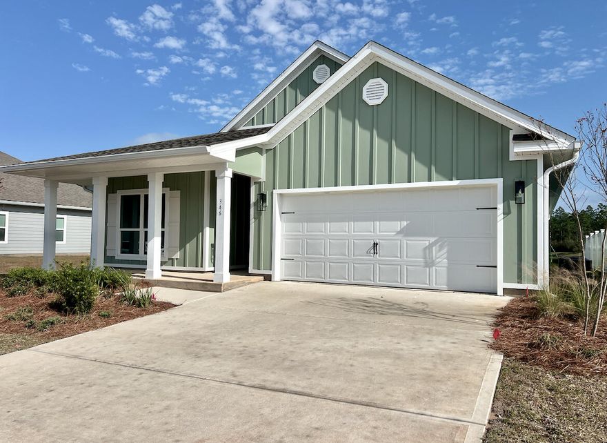 Walton's Landing is less than 4 miles to the public beach accesses on Scenic 30A. This short-term rental-friendly community features a community pool, walking paths, and ponds for endless hours of outside enjoyment central to both Destin and Panama City Beach. | The Delray is a one-story layout that optimizes living space with an open kitchen that overlooks the great room, dining area, and oversized outdoor patio.  It has 4 bedrooms/2 bathrooms and a vast laundry room. This also features a spacious two car garage.