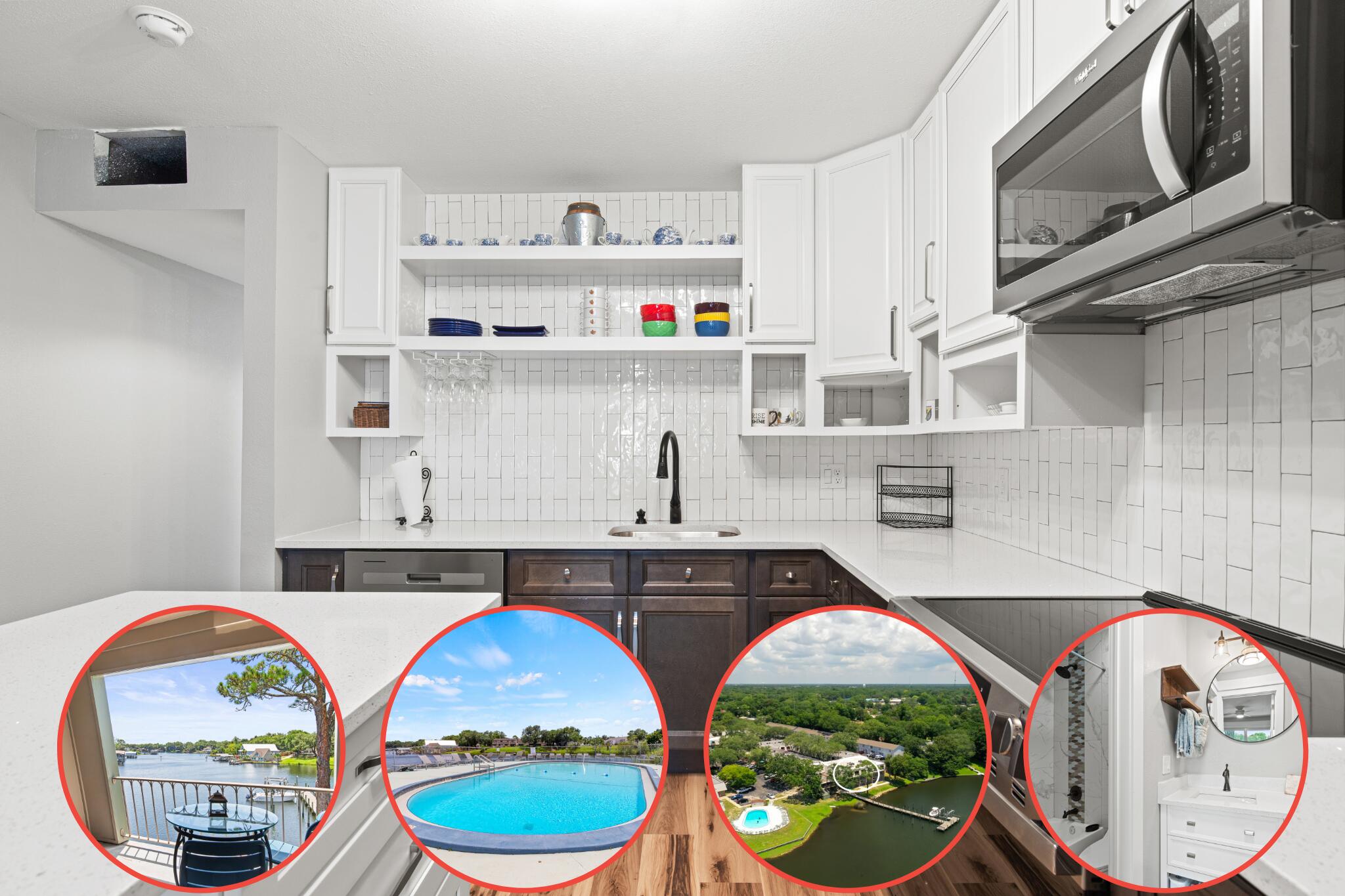 Gorgeous, new everything condo on the stunning Cinco Bayou! LOW HOA! After a complete renovation this condo offers a tranquil and beautiful way to experience the best of bayside living. BRAND NEW HVAC and tankless HWH and this building also has new plumbing, electrical and roof. Step inside to beautiful LVP floors, trendy light fixtures, and fresh paint throughout. The kitchen boasts new cabinets, quartz countertops and stainless steel appliances. The bathroom is decked out in gorgeous tiles, new vanity and fixtures. The complex offers exclusive access to a dock and a peaceful fishing area, perfect for relaxing afternoons on the water. Take advantage of the sparkling swimming pool, enjoy some time on the tennis courts, or make use of the convenient on-site laundry room. VA financing approved and conveys furnished.