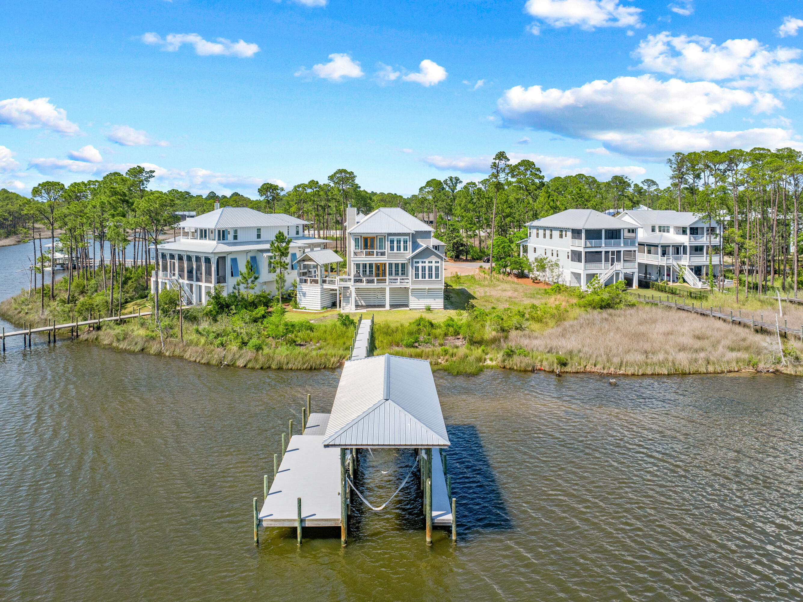 Nestled in the heart of Santa Rosa Beach, this bayfront custom design defines luxury coastal. Multi-level unobstructed bay views create for the unparalleled opportunity of breathtaking sunsets over Choctawhatchee Bay with 30A's white sand beaches just minutes away. The home itself leaves no design stone unturned with multiple spacious indoor-outdoor living spaces, top to bottom coastal-elegant accenting, and more. For boating enthusiasts, the newly built, deepwater dock maintains a 16,000lb boat lift and can accommodate up to 36 in footage. Family Crab Island adventures and the Gulf's ample fishing opportunities are steps from your back door. Sellers have made substantial improvements to the home and dock system since purchase and are listing fully furnished with limited exclusions