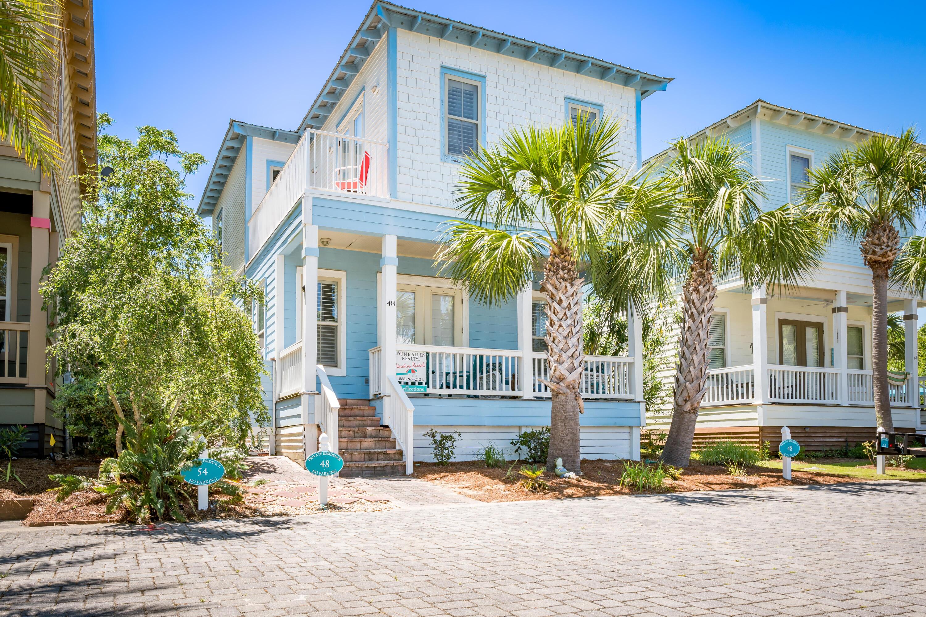 This classic Santa Rosa Beach 3 bedroom Florida cottage sits just north of the white sands and emerald waters located at the Gulfview Heights Beach Access. Tucked in the Beach Nest Subdivision, the home is moments from vibrant dining and shopping opportunities at one of 30A's signature new urban developments, Gulf Place. A wonderful place to enjoy all of West 30A's unique offerings. Just out the door, one home away, is the community pool. For convenience, the getaway includes two designated parking spaces, a covered front porch, an exterior shower and upstairs master balcony. Just over a quarter mile down Satinwood Drive sits the trailhead to the Longleaf Greenway which meanders through Point Washington State Forest offering enjoyment for bicyclists, hikers and nature lovers.