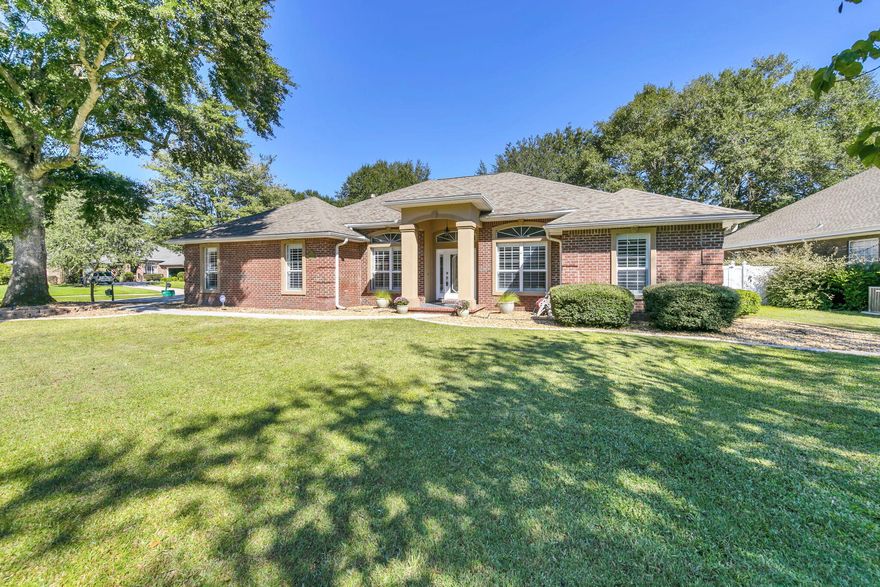 VA ASSUMABLE LOAN AT 5.25% -- MASSIVE LOT -- MOTIVATED SELLERS!Move-in ready and exceptionally well maintained, this 4-bedroom, 3-bath brick home in highly desirable Juniper Creek offers outstanding value, timeless finishes, and a rare oversized lot on Crestview's sought-after south side.Inside, you'll find thoughtful upgrades and elegant details throughout, including plantation shutters, solid-surface flooring in the main living areas, crown and chair rail molding, and tray ceilings that enhance the home's spacious feel. The welcoming foyer opens to a formal dining room ideal for entertaining, while the expansive living room flows seamlessly into a bright breakfast nook highlighted by charming bay windows.The kitchen is both functional and stylish, featuring stainless steel appliances, a breakfast bar, and a beautiful glass tile backsplash--perfect for everyday living and hosting guests.

The split floor plan provides privacy and flexibility. One wing offers three bedrooms, including a private ensuite, an additional full bath, and a secondary suite with a Murphy bed (conveys) and direct access to the screened-in patio--ideal for guests, multi-generational living, or a home office. On the opposite side, the spacious primary suite serves as a private retreat with tray ceilings, wood flooring, private patio access, and a well-appointed ensuite bath featuring dual vanities, a soaking garden tub, separate shower, and private linen and water closets.

Step outside to enjoy exceptional outdoor living. The screened-in patio opens to an expansive open-air patio overlooking the massive backyard, offering endless possibilities for entertaining, outdoor activities, or future enhancements.

Conveniently located near Hwy 85, I-10, Eglin AFB, Duke Field, and just a short drive to the beaches, this home combines comfort, space, and convenience.

With a VA assumable loan at 5.25%, a massive homesite, and motivated sellers, this is a rare opportunity in Juniper Creek. Schedule your private showing today!