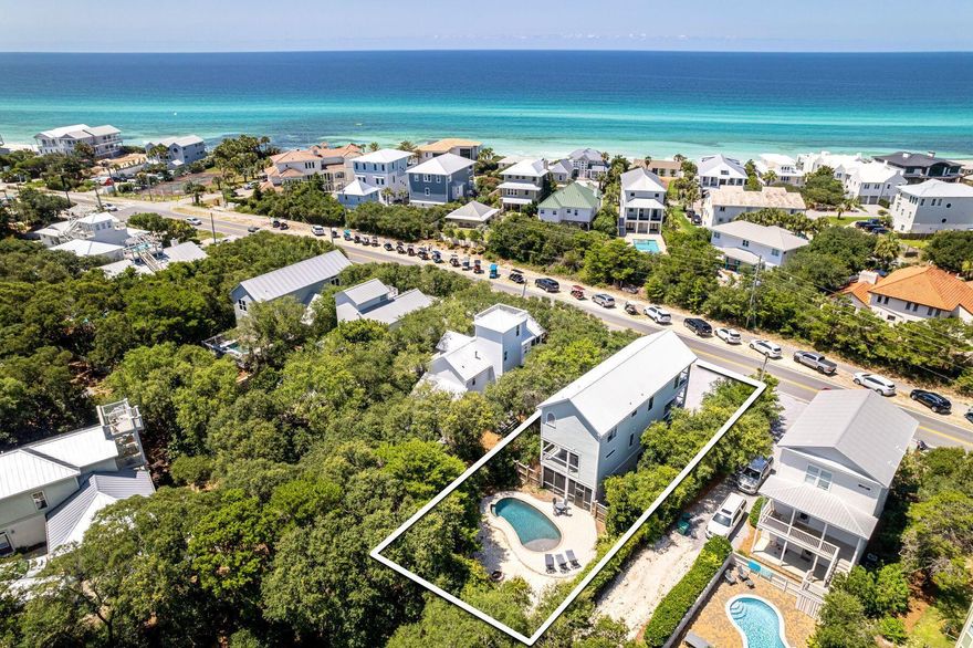 Welcome to your dream home on 30A! This stunning 3 bedroom, 3 bath home is offered fully-furnished including the golf cart and is situated on an expansive premier lot with views of the Gulf of Mexico and a private backyard heated pool. As you step inside, you'll be greeted by a spacious floor plan with plenty of natural light and balconies that provide stunning views of the Gulf, while the kitchen boasts stainless steel appliances, quartz countertops, and plenty of storage space.The living room space is beautifully designed with shiplap accents and wooden beams that span across the ceiling. The master bedroom is a true oasis, complete with an ensuite bathroom and private balcony overlooking the private pool. Two additional bedrooms and bathrooms provide plenty of space... for your guests, with one set-up as a bunk room, making it the perfect kids hangout. 

The real showstopper of this home is the private pool area and downstairs screened-in outdoor space, complete with plenty of space for entertaining and relaxing. Enjoy lazy afternoons lounging by the pool, compete in a friendly game of ping pong, or take in the stunning sunset over the Gulf without ever leaving the property. 

This home is truly a paradise, located in one of the most desirable areas on 30A, just minutes from some of the area's best shopping, dining, and entertainment options. 

Whether you're looking for a 2nd home, permanent residence or a vacation home, this property is a must-see. Don't miss your opportunity to own your own slice of paradise on the Gulf Coast!