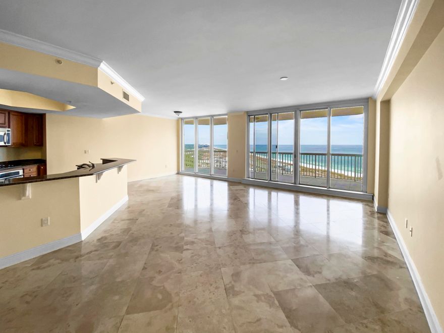 Relax and enjoy the phenomenal views from this gorgeous St. Barth at Silver Shell's 14th floor condo overlooking the Gulf of Mexico and Henderson Beach Park! This 3BR/ 3BA, 2,019 sq ft condo has all the amenities you're looking for! Unwind in the evenings with some of the most stunning sunsets, either from the comfort of your living area or outside on the spacious balcony. The open floor plan with wet and breakfast bars makes the perfect combo for entertaining and allows for easy access to the front patio with breathtaking ocean views for miles down the eastern coast of the Gulf. Enjoy cooking in the spacious kitchen which boasts granite countertops, stainless steel GE Profile appliances, and plenty of counter space.