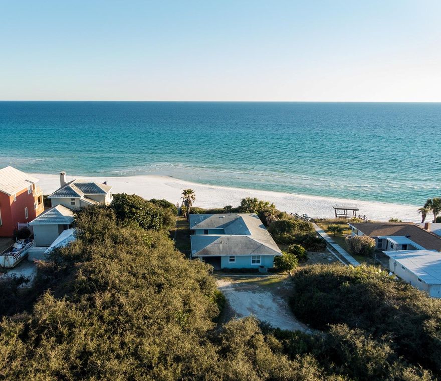 Lot in Seagrove sitting on high bluff on Gulf. Lot has great depth so plenty of room for pool,etc. .Opprtunity to buy and build on the Gulf in Seagrove in a very quiet and secluded area so you have no crowds on beach. Additional lot available. . Can easily bike to Seaside and walk to several restaurants and shops. No HOA or ARB so you design and build to your personal specs and tastes.