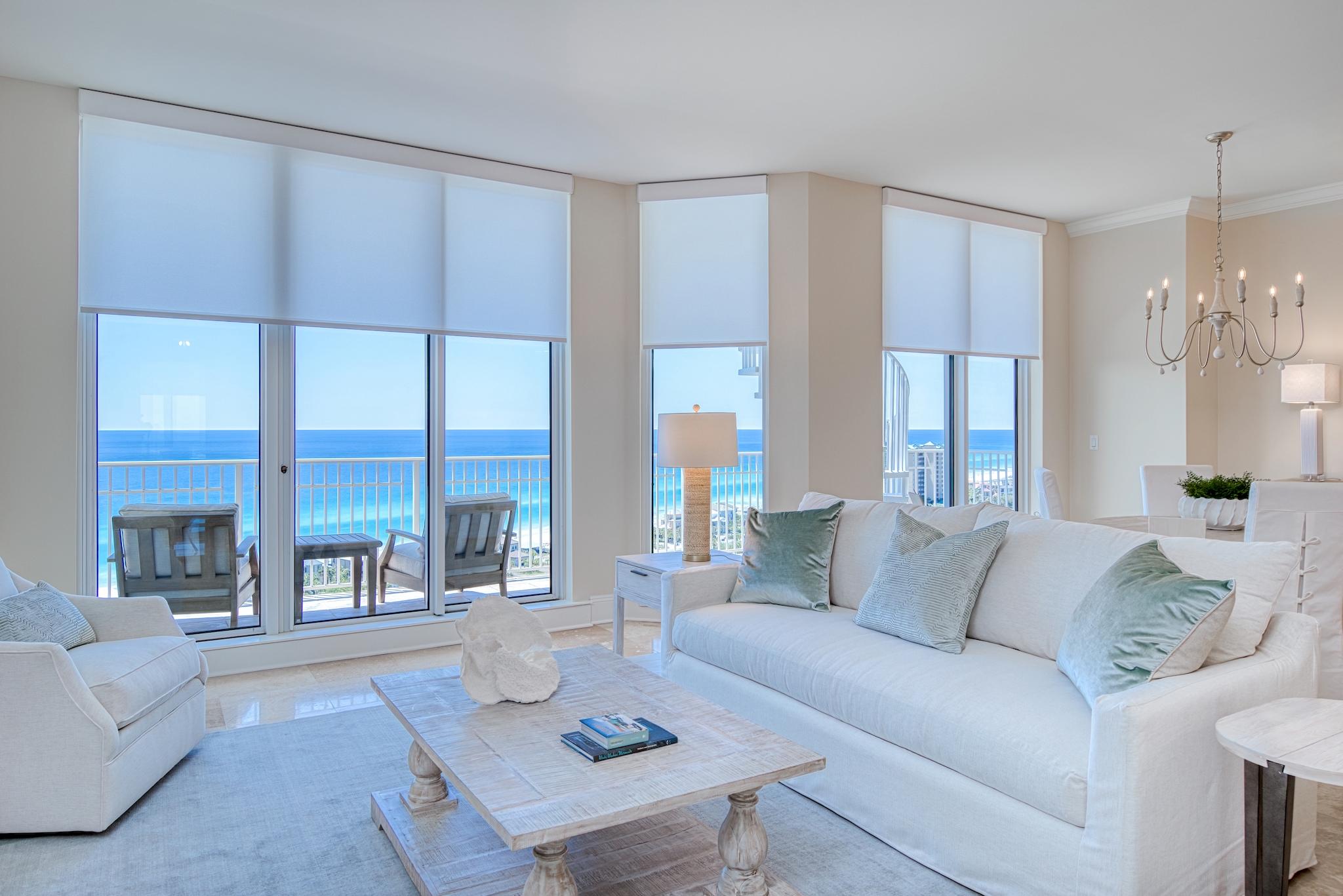 Enjoy breathtaking views of the Gulf of Mexico and Choctawhatchee Bay from virtually every room of this beautifully renovated residence on the top floor of Sandestin's premier non-rental condominium building. Featuring 10' ceilings, custom cabinetry and closets, quartz countertops and top of the line appliances from Sub-Zero and Wolf. All new furnishings, residence has not been occupied since renovation completed in April 2021. Balconies on both the Gulf and Bay sides, plus an amazing 900 square foot private roof top deck. Private oversized two-car garage with storage room.