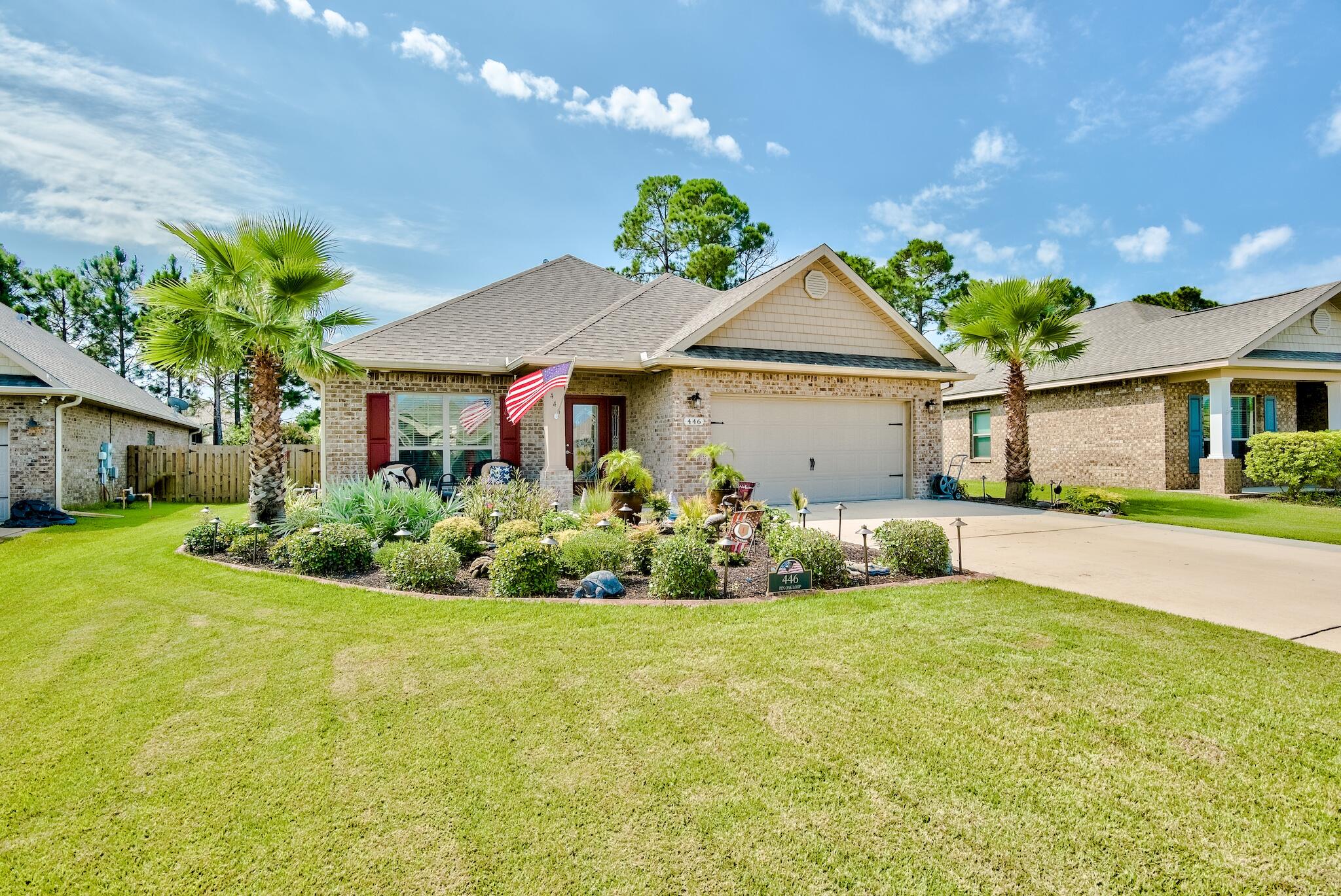 Gorgeous family home located with a HUGE custom enclosed back porch in the sought after community of Driftwood Estates in Santa Rosa Beach! Features of this home include attractive kitchen with granite counters, stainless steel appliances, and upgraded backsplash, large living area with crown molding and tray ceiling, master suite also with tray ceiling with crown molding, as well as master bath offering separate shower, garden tub, and walk-in closet, and wood style tile floors throughout the living area and kitchen. The large back porch living space is truly a show stopper, as it is perfect for entertaining and watching sports on the mounted TV. Other features include a propane gas powered whole home generator, HVAC air filtration system, whole home water softener, termite bond, and rain