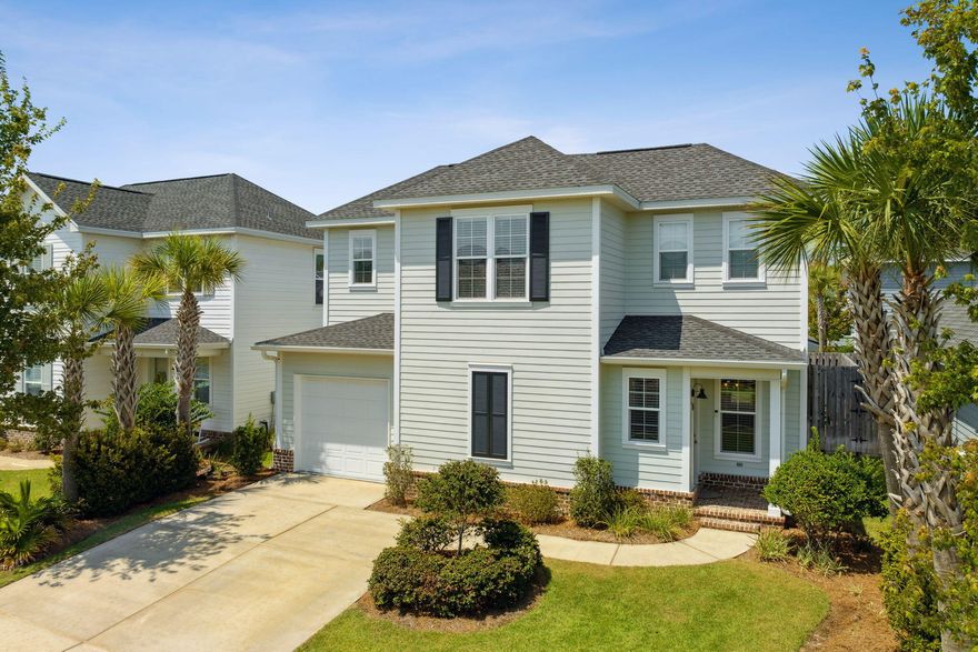 Beautifully kept home on premium lot adjacent to the community amenities & extra parking! Located just (5) minutes to the beach, enjoy this open floor plan w/side entry Foyer, 3br, 2.5bth, w/Bonus room, 1 car garage & a dual car driveway. A cozy screened-in porch & fenced in backyard are a plus! Fabulous Island Kitchen w/Quartz countertop, quiet-close cabinetry & GE CAFE appliances. 1st flr Master bdrm & 2nd flr holds (2) spacious bdrms, BONUS area & shared bth. LVP flooring throughout 1st floor, Bonus area & porcelain tile in all baths. HOA community w/pool, exercise rm, clubhouse, playground & dog park. As an added bonus, ALL lawn maintenance is INCLUDED keeping entire community beautiful standing out for overall community value.  Make this home your path to the S. Walton lifestyle!