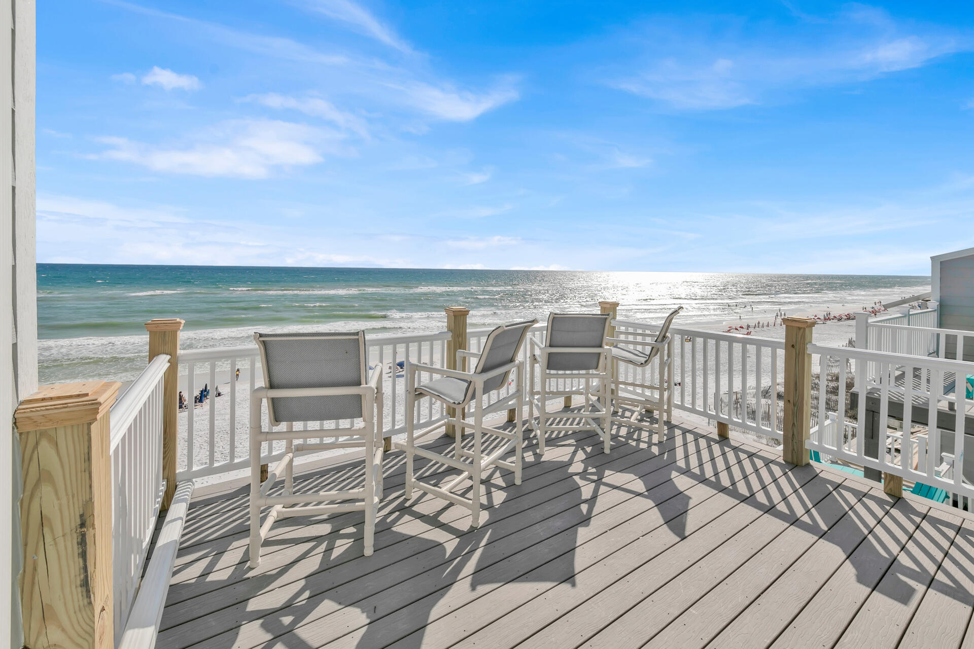 Completely renovated and newly furnished Beachfront Townhome in Miramar Beach. Enjoy one of the most amazing spots along the Emeral Coast just a few doors down from the famous Pompano Joes Seafood House and minutes away from the best shopping and dining experiences of both Miramar Beach and Destin. This 3 bedroom, 3.5 bath townhome has been renovated with Luxury finishes throughout from new Luxury vinyl plank flooring, shiplap walls, subway tile, new bathroom vanities, to all new luxury costal style furnishings throughout. Enjoy waterfront views from completely renovated decks on all levels and easy access to your own little slice of paradise! A perfect vacation rental with guaranteed 7.5% net cap rate and projected 13% cap rate from Avantstay. with No HOA, don't let this get away! Additional Notes:
Over 90K was spent on the deck beach side renovation with Trex composite decking for long lasting strength.
This is a rare end unit with larger parking spots for your guests as well.
Original 4th Bedroom was converted into a Bonus Room with Living room and kitchenette for using Unit A as a self-sustaining separate rental.