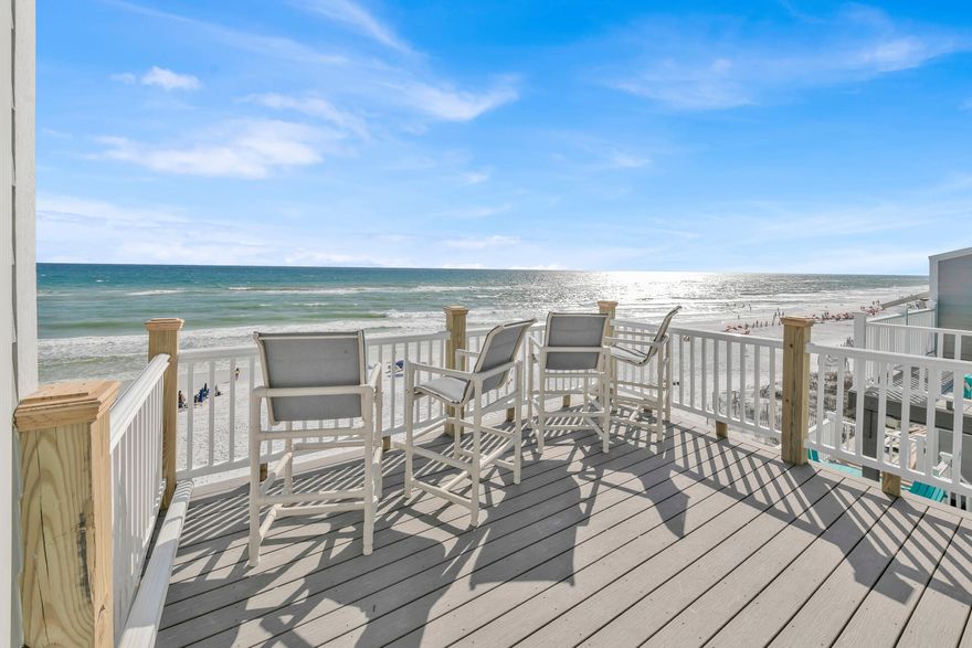 Completely renovated and newly furnished Beachfront Townhome in Miramar Beach.  Enjoy one of the most amazing spots along the Emeral Coast just a few doors down from the famous Pompano Joes Seafood House and minutes away from the best shopping and dining experiences of both Miramar Beach and Destin.  This 3 bedroom, 3.5 bath townhome has been renovated with Luxury finishes throughout from new Luxury vinyl plank flooring, shiplap walls, subway tile, new bathroom vanities, to all new luxury costal style furnishings throughout.  Enjoy waterfront views from completely renovated decks on all levels and easy access to your own little slice of paradise!  A perfect vacation rental with guaranteed 7.5% net cap rate and projected 13% cap rate from Avantstay.  with No HOA, don't let this get away! Additional Notes:
Over 90K was spent on the deck beach side renovation with Trex composite decking for long lasting strength.  

This is a rare end unit with larger parking spots for your guests as well.  

Original 4th Bedroom was converted into a Bonus Room with Living room and kitchenette for using Unit A as a self-sustaining separate rental.  

