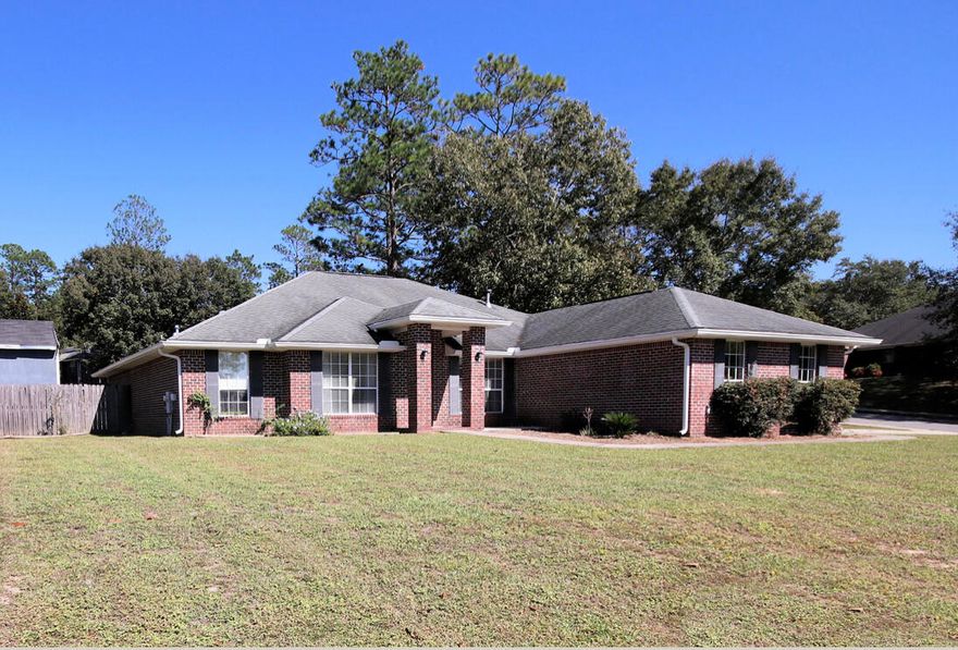 LOOKING FOR A GREAT RATE? SELLERS HAVE A 2.25% VA ASSUMABLE FIXED LOAN! BUYER MUST HAVE VA ELIGIBILITY.  This Beautiful all Brick Home sits on a lush corner lot in a desired subdivision. Perfectly situated on just under 1/2 acre with a side entry 2 car garage.  Home has a 4 bedroom split floorpan with an oversized great room. Fresh Paint throughout and Updated Flooring. The separate Formal Dining Room allows for grand dinners. Beautiful French Doors open to the well situated office. Step into the Large Kitchen equipped with pantry, a breakfast bar, and separate Eat-In space. Benefit from Brand New stainless steel appliances, Gas stove and tons of updated cabinets. Primary bedroom has ensuite  complete with double vanity, Garden tub and massive walk in closet. Backyard is Fully Fenced in for privacy, with double gates on both sides for easy access. Yard is flat and begging for a custom entertainment space, current patio stubbed with gas line, in ground sprinkler system and lawn pump. Neighborhood is complete with picnic pavilions, and community pool, sidewalks and green space.