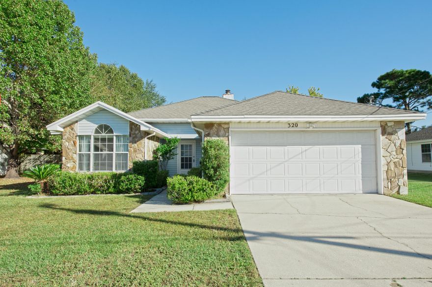 Just West of Hurlburt. Nice 3 bedrooms (split plan),2 full baths, new tile floors in the last 2 years, and new carpet installed in bedrooms ,(in process).Fireplace in the living room, new lights and fans and Hot water heater. Just minutes to our beautiful beaches, shopping and restaurants. Home Warranty offered to Buyers.Large Covered porch and fenced back yard. Well pump not warranted.