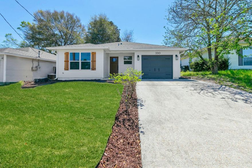 No detail has been overlooked in this beautifully renovated 1,165sf, 3-bedroom, 2-bathroom South Crestview home. The fully remodeled kitchen features solid wood cabinets, stunning quartz countertops, a subway tile backsplash, and brand-new stainless steel appliances.  Entertain friends and family around the breakfast bar or out through the brand new sliding door under the beautiful pergola in your completely fenced in yard. Inside, the open-concept living area is warm and inviting, with brand new laminate flooring and fresh paint throughout. Both bathrooms have been completely redone, with the primary suite boasting a new shower insert, wood vanity, and modern finishes and fixtures, while the guest bath includes a new bathtub, vanity, and all new finishes and fixtures as well. Additional upgrades include new lighting, ceiling fans, a 2025 water heater, and a 2024 HVAC system.  

Outside, this charming home is just as impressive, featuring a newer roof (2022), all-new windows and exterior doors, and fresh exterior paint, including the garage floor. All new landscaping add to its appeal, while a new garage door opener and gutters provide convenience and peace of mind.  

Situated in South Crestview, close to and exit, this location provides an easy commute to Duke Field, Eglin AFB, and the 7th Special Forces Group, with shopping, dining, and schools just minutes away.  

With every detail carefully considered and no expense spared, this home is truly move-in ready. Schedule your private showing today!