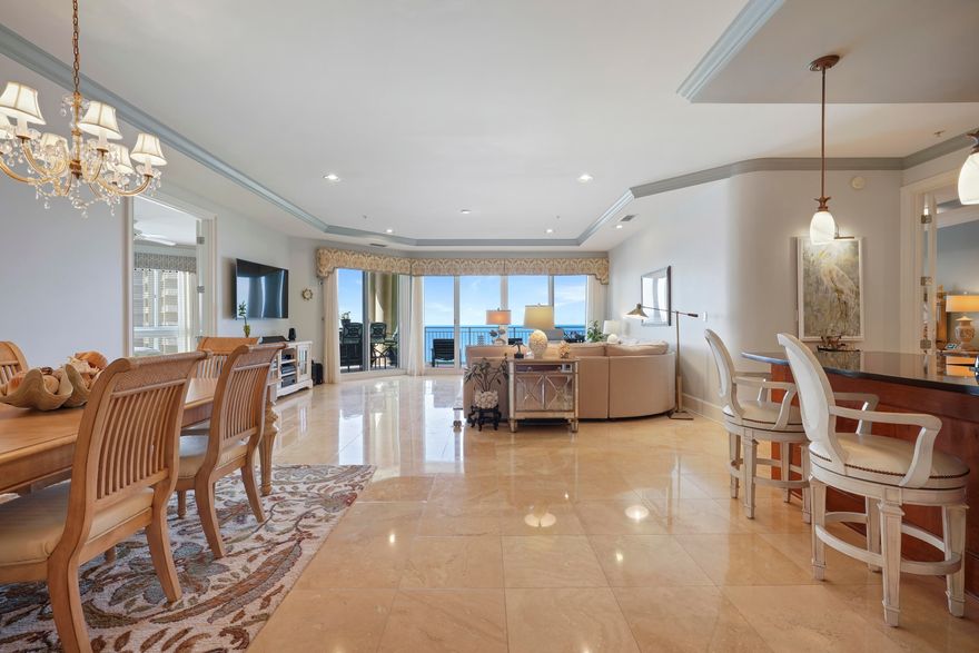 This gorgeous 3BR / 3BA Villa is the only unit on the market in all of Grand Dunes! It is being offered furnished, is perfectly situated on the 15th floor of Grand Dunes II and offers incredible views of the Gulf and the beautiful white sandy beaches of South Walton and the Bay. This Villa is loaded with upgrades including; 6'' crown molding, 8'' base molding, Beveled mirrors in the baths, seamless glass showers in all baths, matching cabinetry pantry w/ 4 roll out shelves, 42'' Monogram side by side stainless steel fridge and ''premium'' stainless steel appliance package and a Central Vac system.