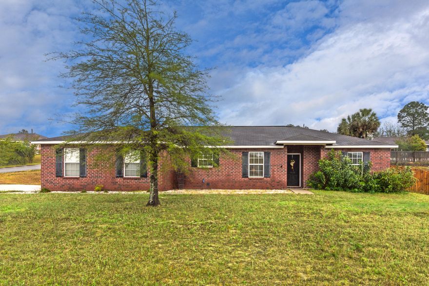 Have a look at this super cute home in South Crestview! Just minutes from military bases, this home is in a prime location! All tile flooring throughout- NO carpet! Built in book cases in the living room, split floor plan with Master off of Kitchen with double vanity in the Master Bath. Office/play area over looks the front lawn. French doors lead to privacy fenced back yard. HVAC replaced 2017. Great home in a great neighborhood! Buyer to verify all information deemed important, including measurements.