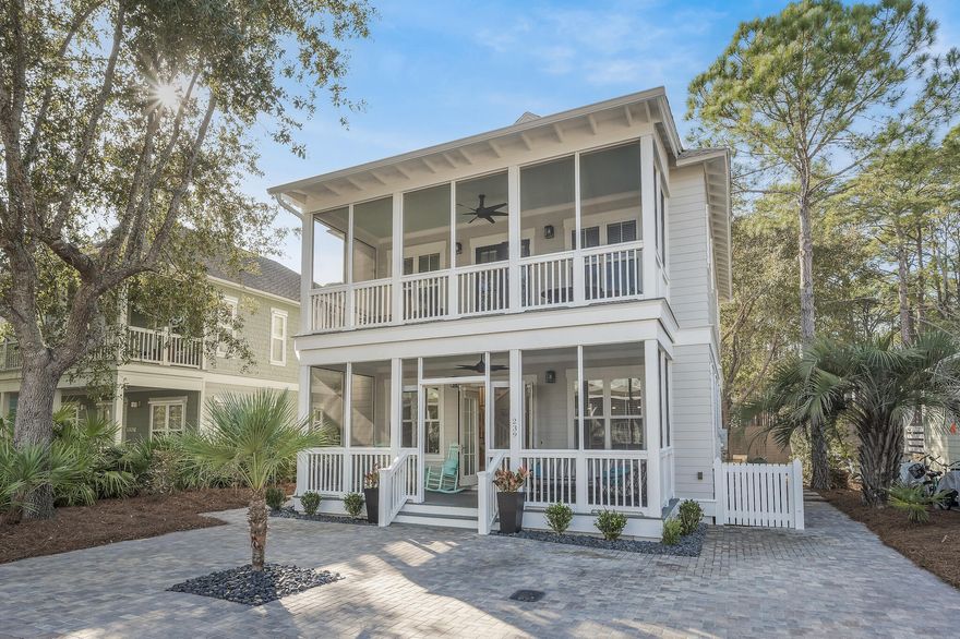 JOHN WILLIS BUILT THIS HOME! John Willis homes are renowned for their superior craftsmanship and attention to detail. This gorgeous 4 bedroom, 3 bath home is located in the charming coastal community of Santa Rosa Golf Villas. The spacious open floor plan is perfect for your family and entertaining. The 1st floor features the kitchen, dining room, living room, guest bedroom and full bath with two large screened porches off the living room and back of home. The 2nd floor boasts a large master bedroom with spacious ensuite bathroom and a third screened porch along with two more guest bedrooms, a full bathroom, and a laundry room.