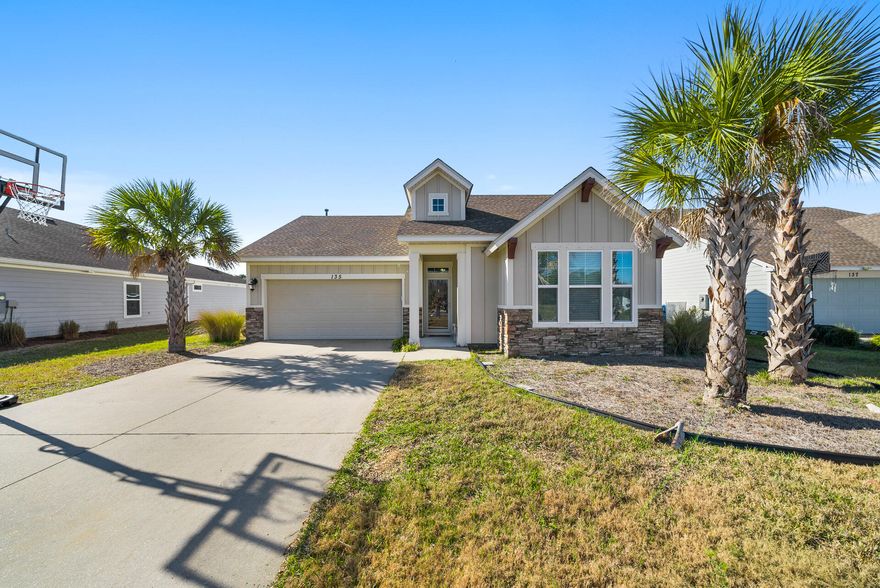 Located in the highly sought-after Breakfast Point community, this well-maintained home offers an open-concept design with modern finishes and high-quality construction throughout. The spacious layout is filled with natural light, creating a warm and inviting atmosphere. The gourmet kitchen features quartz countertops, stainless steel appliances, a large island, and custom cabinetry, making it perfect for cooking and entertaining. The master bedroom offers a walk-in closet, dual vanity, and a tiled walk-in shower for a private retreat. Enjoy outdoor living with an extended covered back porch overlooking a fully fenced backyard with mature landscaping for added privacy. Built with hurricane-rated construction, including 2x6 exterior framing and reinforced anchoring, this home offers durability and peace of mind. Situated in a quiet section of the neighborhood directly across from the park, this home is just minutes from shopping, dining, and the beautiful beaches of Panama City Beach. Don't miss this opportunity! Schedule your showing today!