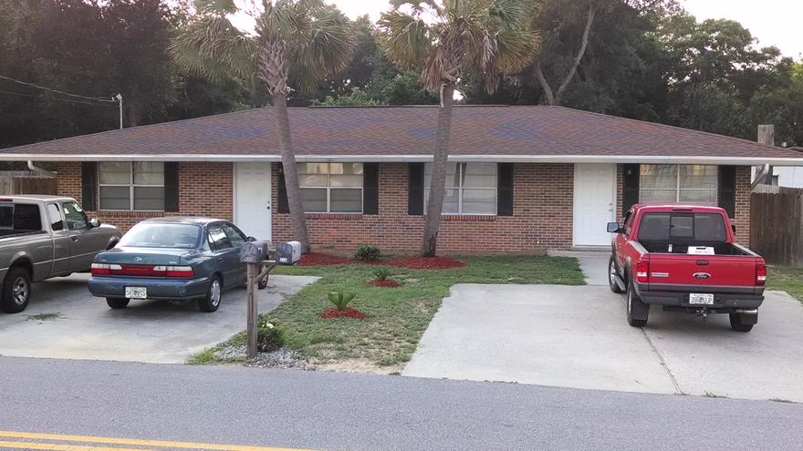 2 bedroom duplex with eat in kitchen. Inside utility area. Additional blown insulation in attic, central heat and air. Large privacy fenced back yard with patio and storage building. Just minutes to Eglin Air Force Base and shopping. Owner will allow watercraft or recreational vehicle storage with additional fee. Sorry no pets allowed. $2097.50 security deposit.